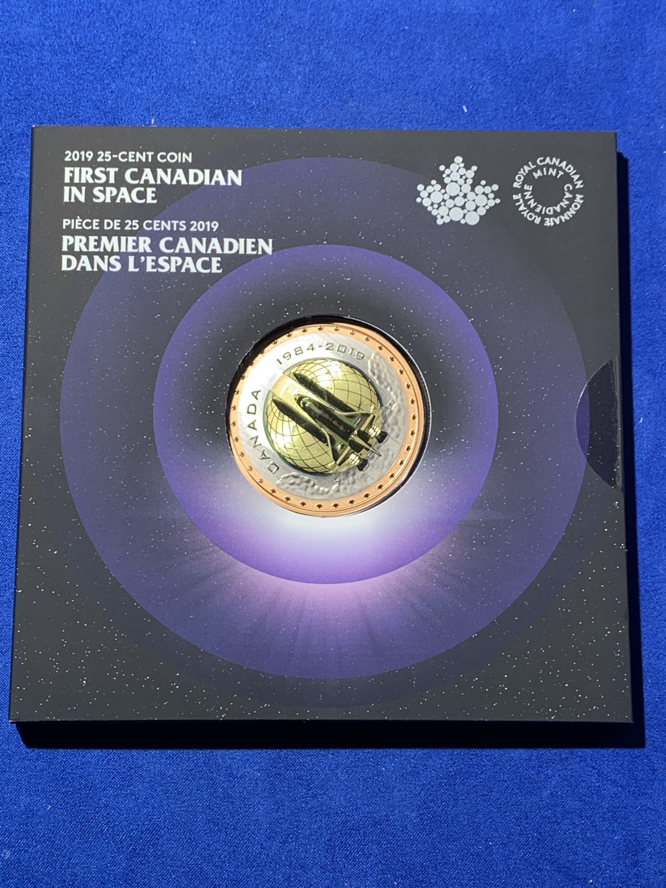 《竞宝斋》第235场-周日，周一，周二，周三 疯狂4连拍 (全场包邮) 加拿大 2019 25分三色金属纪念币 55MM大规格 纪念加拿大太空第一人。 Ebay普遍500多的成交价