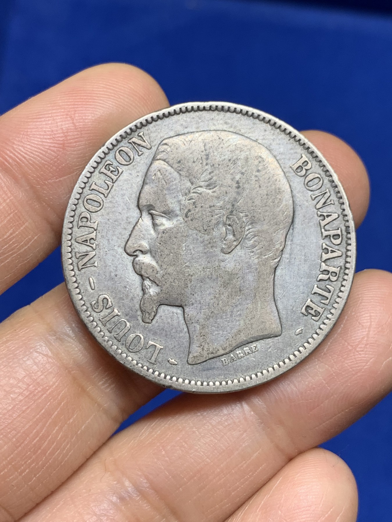 《竞宝斋》第235场-周日，周一，周二，周三 疯狂4连拍 (全场包邮) 1852年法国拿破仑三世5法郎银币，光头版，原味好品，细节见图