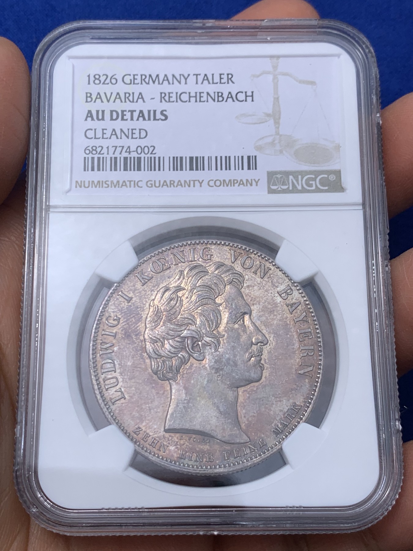 《竞宝斋》第235场-周日，周一，周二，周三 疯狂4连拍 (全场包邮) NGC AU 德国 1826 巴伐利亚 赖兴巴赫和弗劳恩霍夫 泰勒大银币底板光好带彩