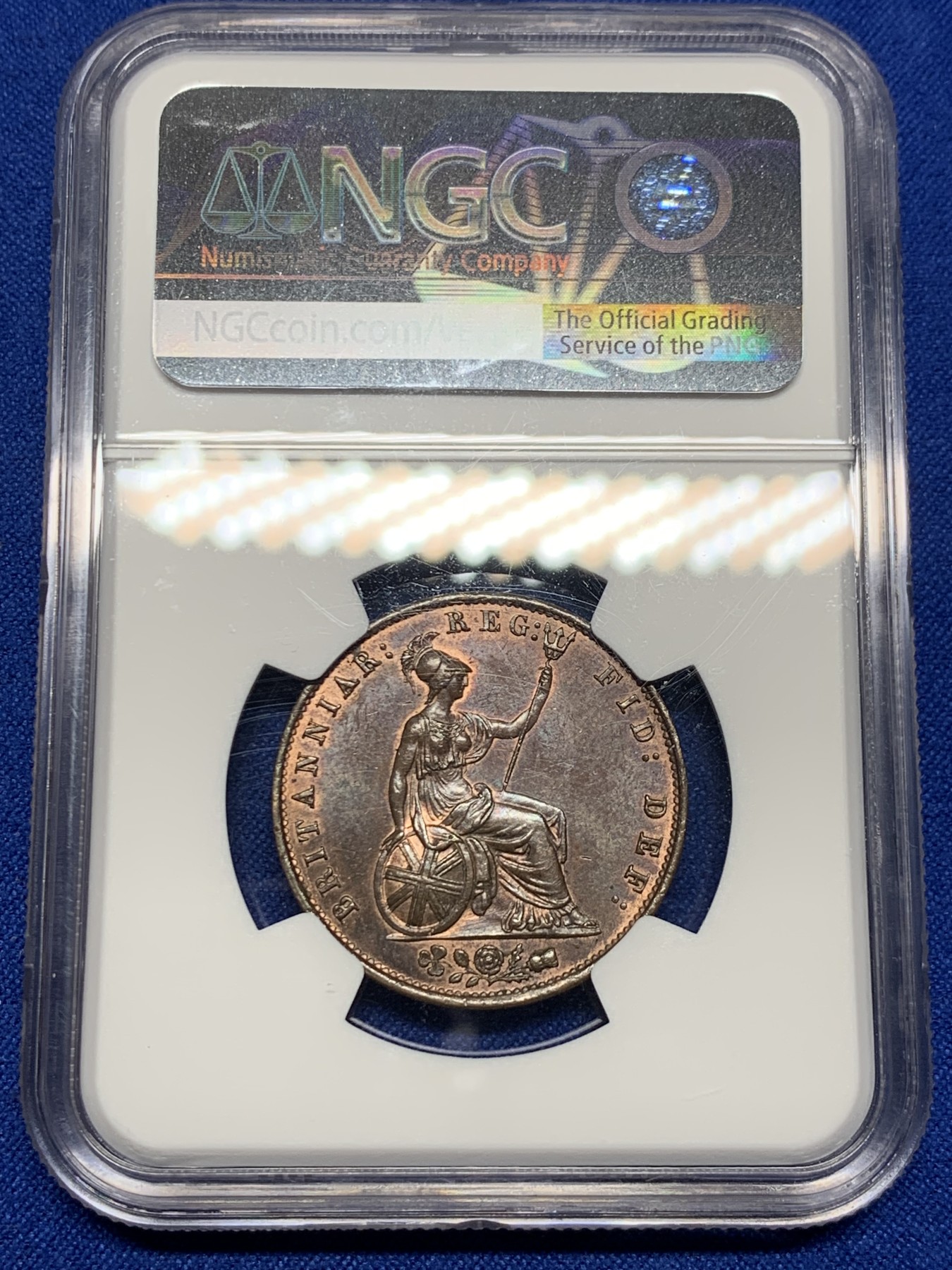 《竞宝斋》第235场-周日，周一，周二，周三 疯狂4连拍 (全场包邮) NGC  MS63BN 1855年英国1/2便士铜币 小维头像，品相一流，不要错过