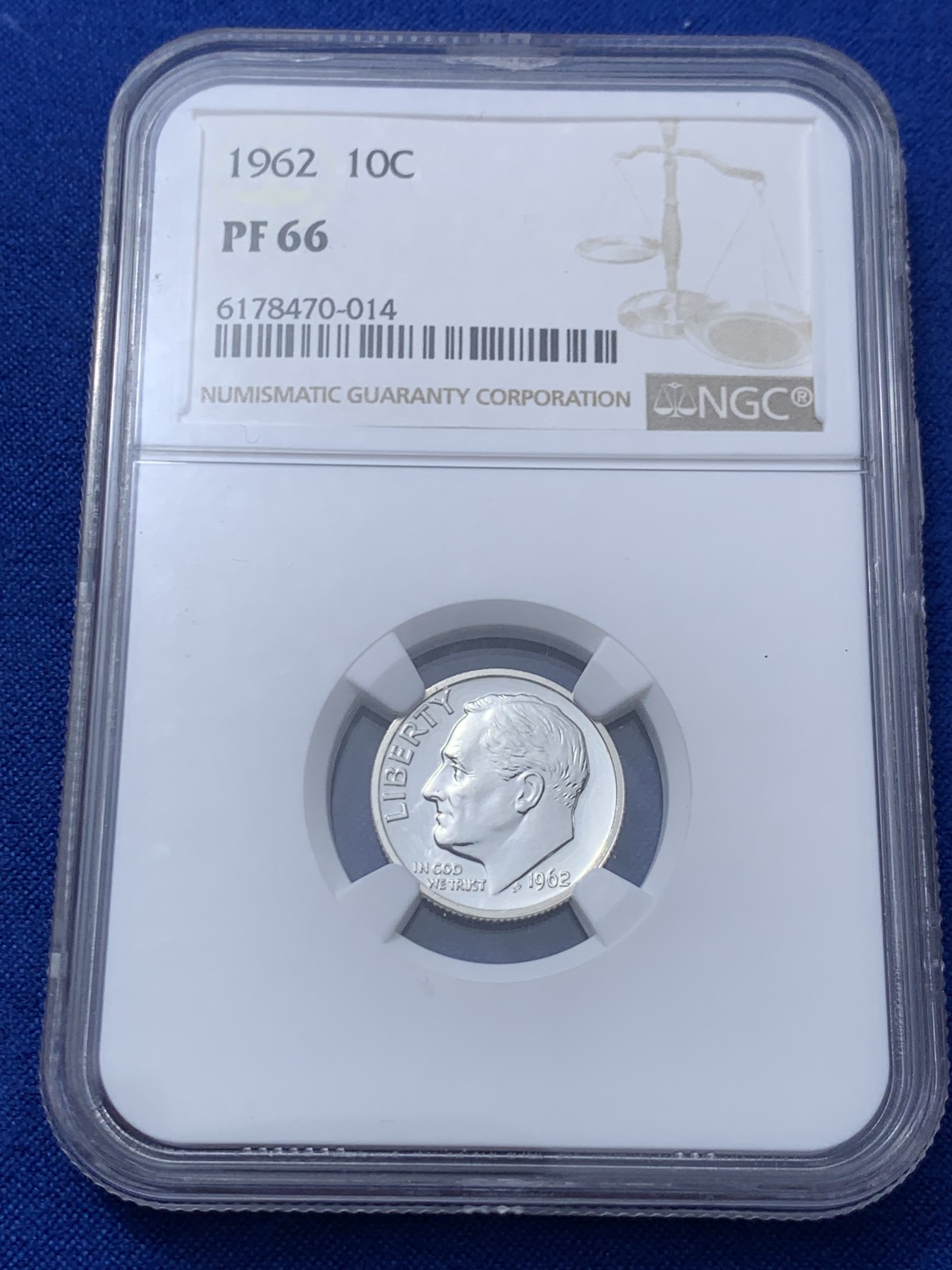 《竞宝斋》第235场-周日，周一，周二，周三 疯狂4连拍 (全场包邮) NGC-PF66 美国1962年罗斯福10分精制银币 高分收藏级