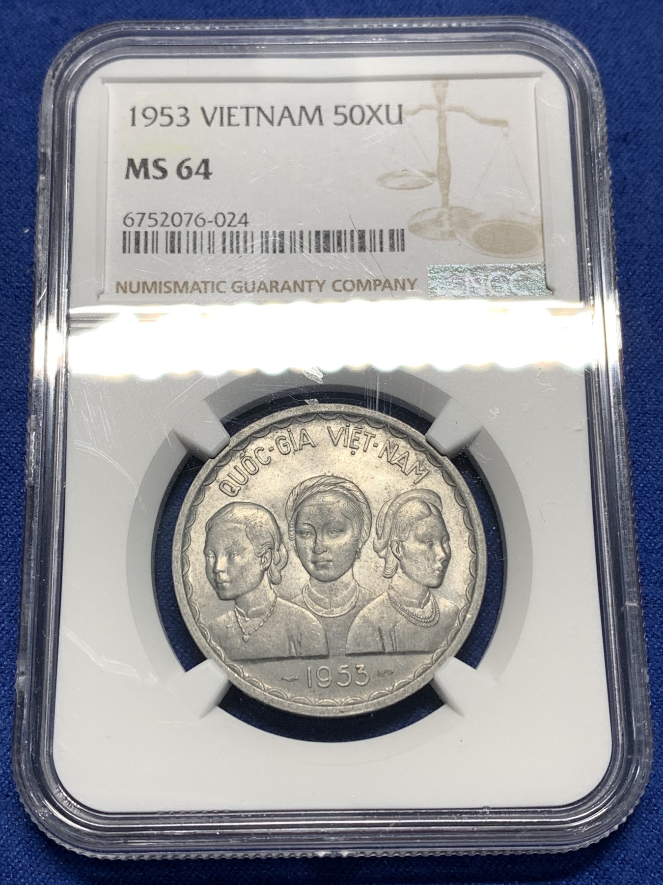 《竞宝斋》第235场-周日，周一，周二，周三 疯狂4连拍 (全场包邮) NGC MS64 越南1953三美女50苏经典双龙铝币