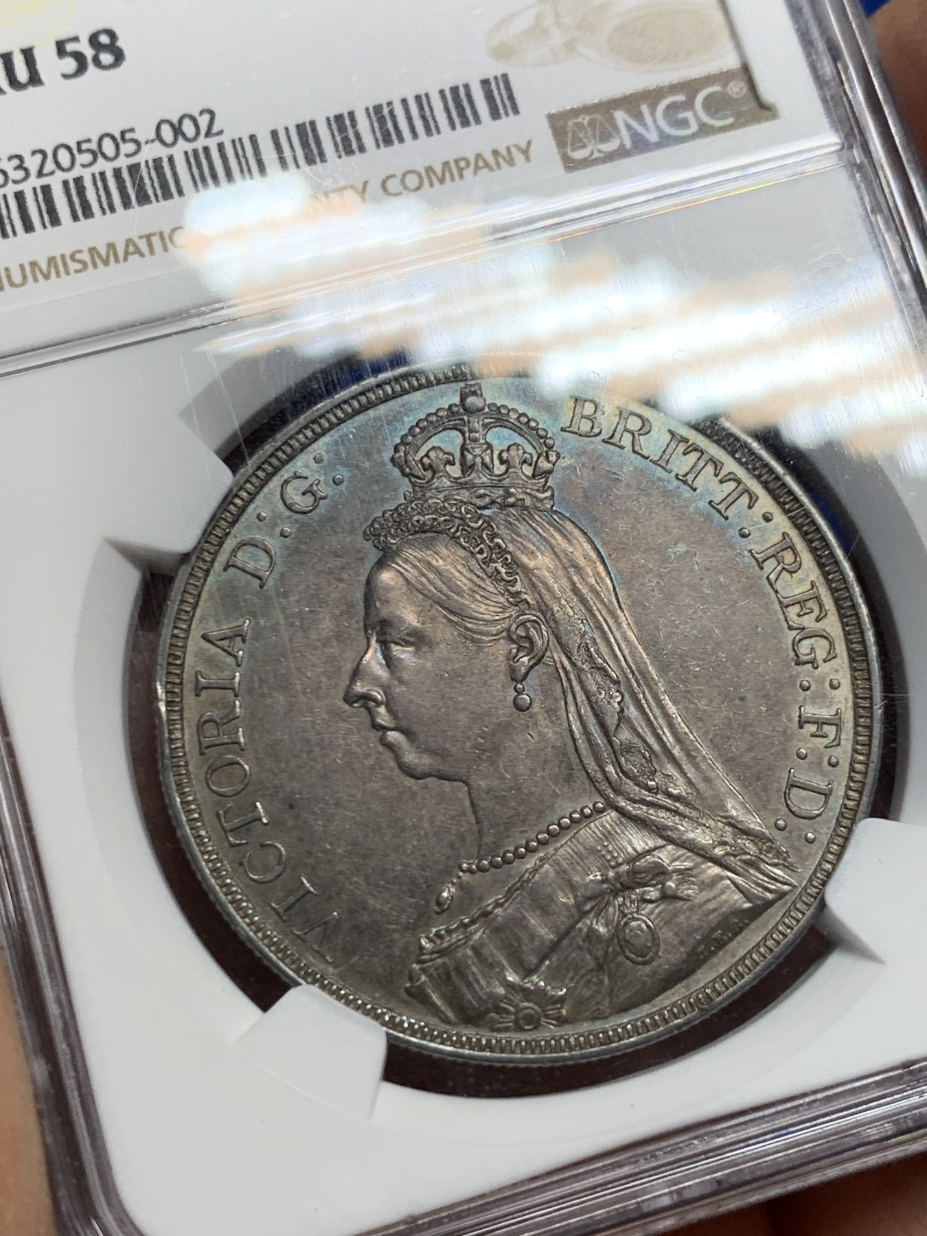 《竞宝斋》第235场-周日，周一，周二，周三 疯狂4连拍 (全场包邮) NGC-AU58   英国 1887年 1克朗 维多利亚马剑 银币