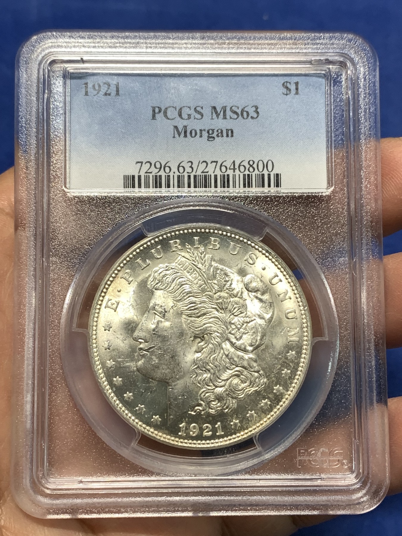 《竞宝斋》第235场-周日，周一，周二，周三 疯狂4连拍 (全场包邮) PCGS-MS63 1921美国摩根银币 1美元