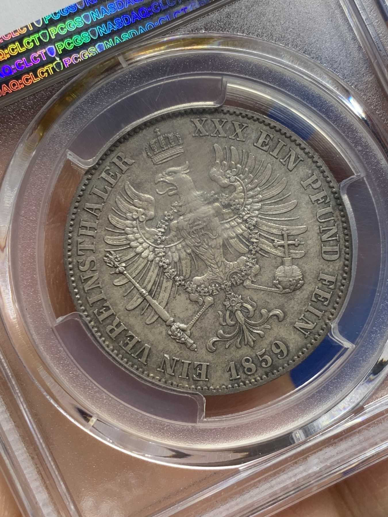 《竞宝斋》第235场-周日，周一，周二，周三 疯狂4连拍 (全场包邮) PCGS-MS65  德国 1859年 1泰勒 洋葱头泰勒 银币