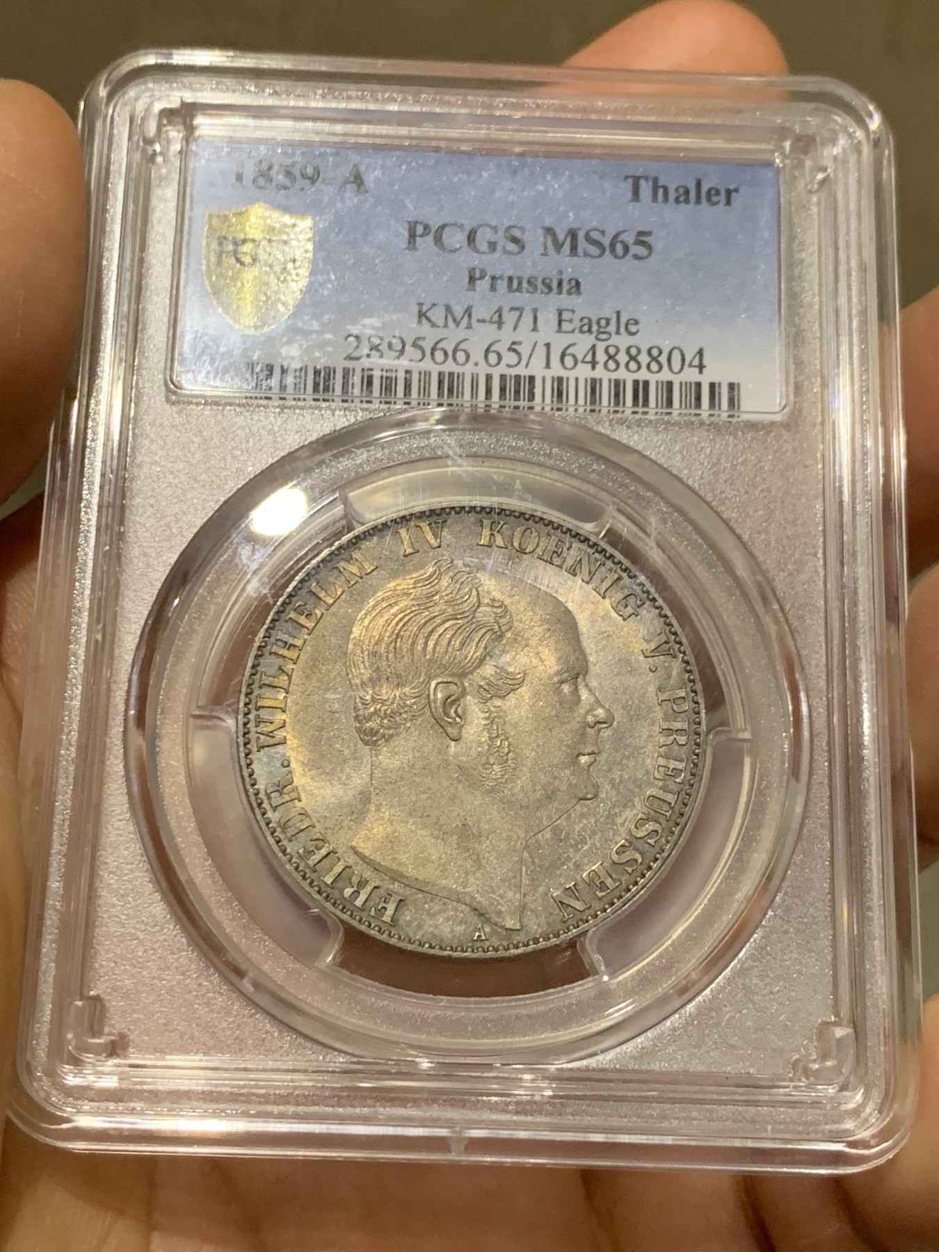 《竞宝斋》第235场-周日，周一，周二，周三 疯狂4连拍 (全场包邮) PCGS-MS65  德国 1859年 1泰勒 洋葱头泰勒 银币