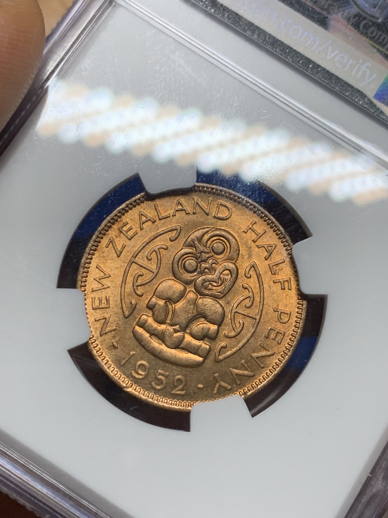 《竞宝斋》第235场-周日，周一，周二，周三 疯狂4连拍 (全场包邮) NGC MS65RD 新西兰1952年乔治六世皇帝统治最后一年，原铜光RD品质