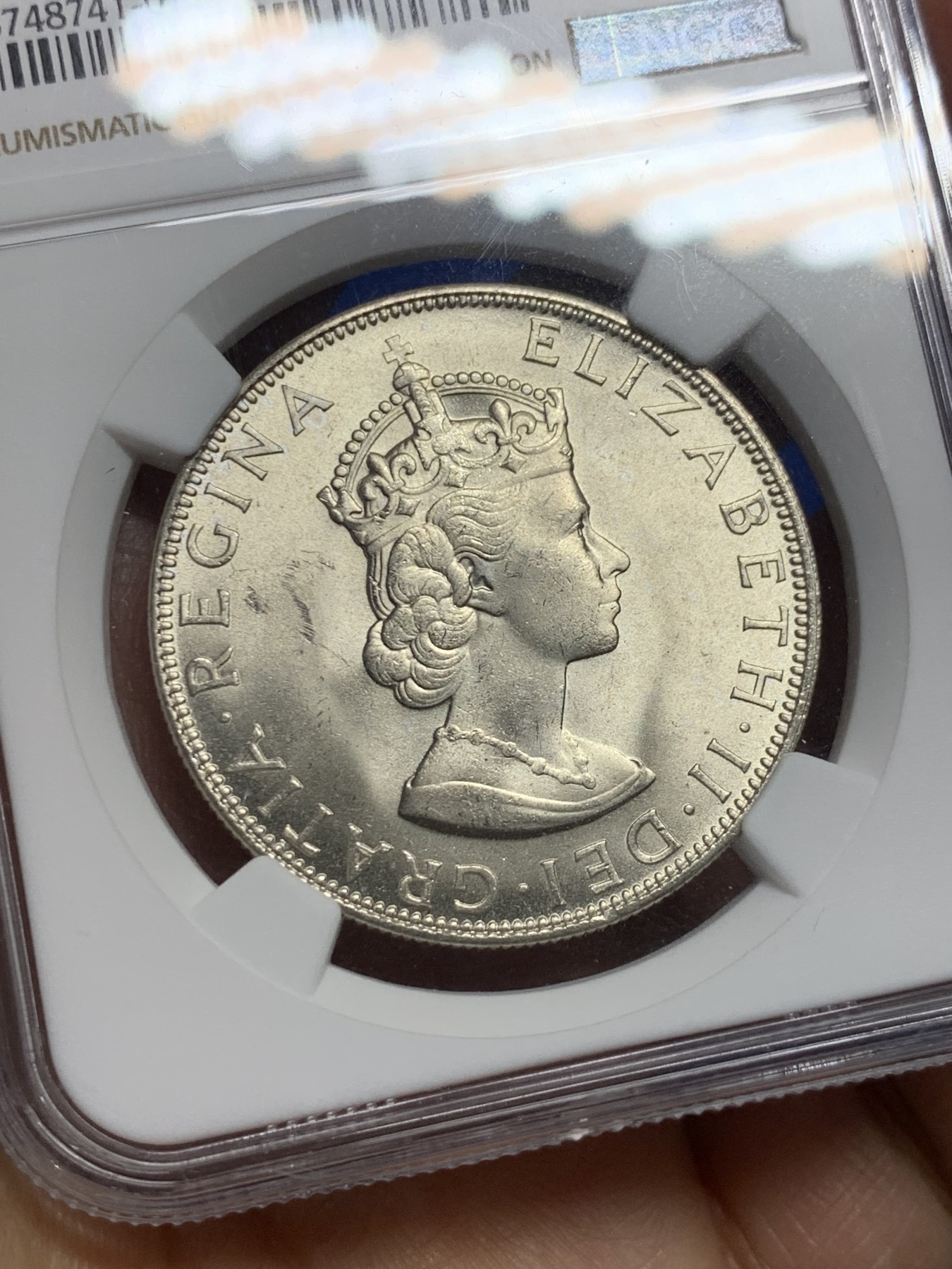 《竞宝斋》第235场-周日，周一，周二，周三 疯狂4连拍 (全场包邮) NGC-MS65 百慕大1964年伊丽莎白二世1克朗银币 上海严评 顶级高分