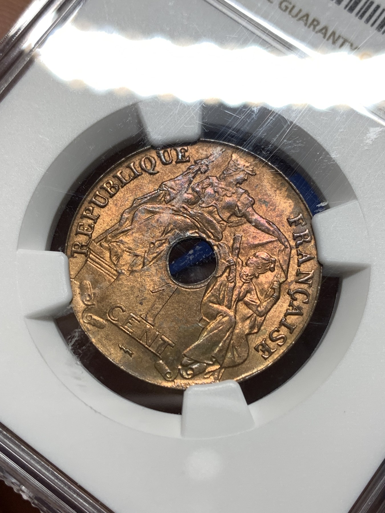 《竞宝斋》第235场-周日，周一，周二，周三 疯狂4连拍 (全场包邮) NGC-MS64RB 法属印支1923年百分之一铜币THUNDERBOLT版