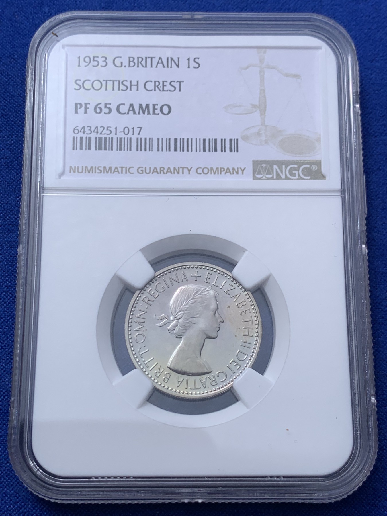 《竞宝斋》第235场-周日，周一，周二，周三 疯狂4连拍 (全场包邮) NGC PF65CAMEO 英国女王登基英格兰1953年1先令精制镍币