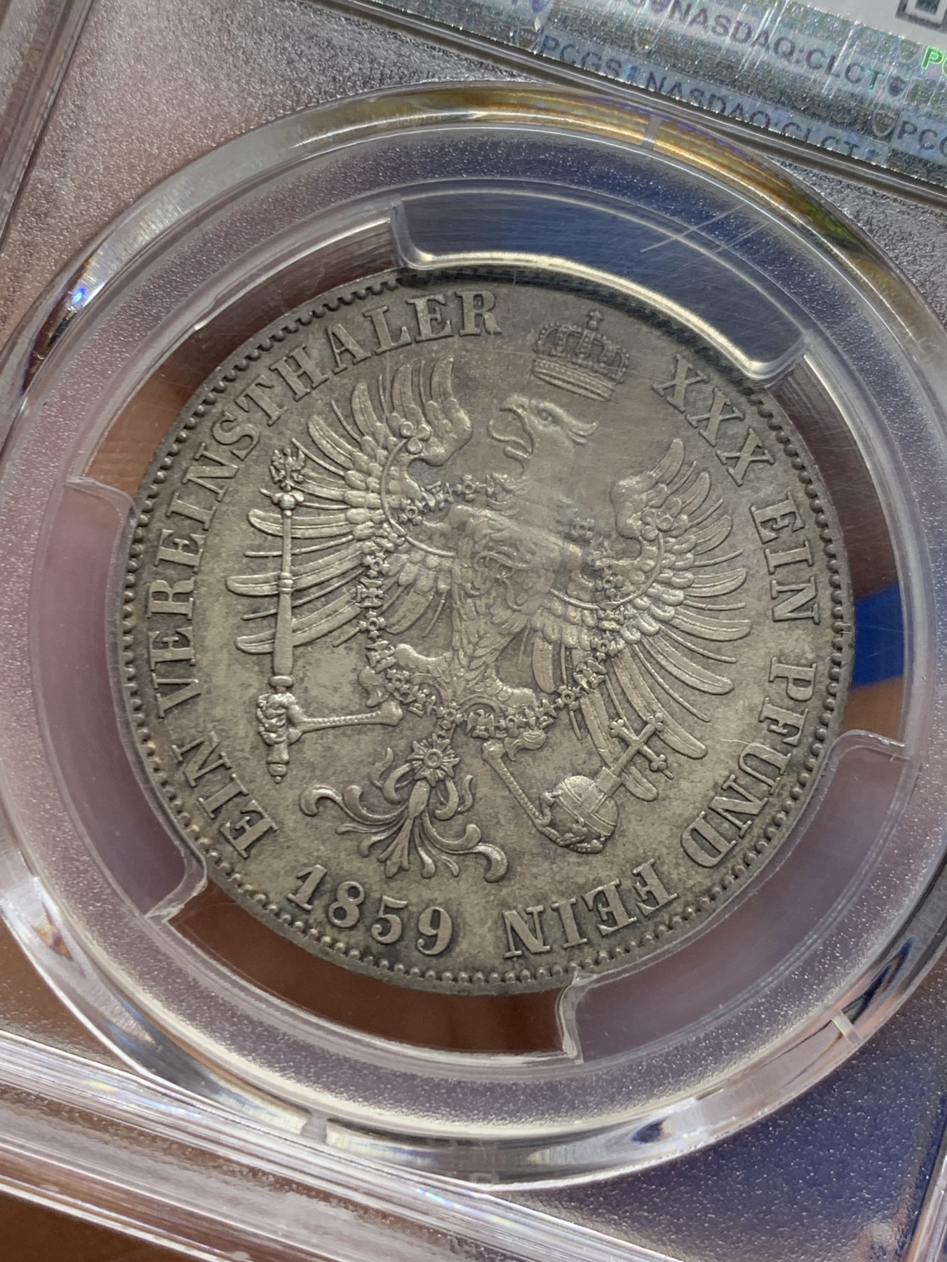 《竞宝斋》第235场-周日，周一，周二，周三 疯狂4连拍 (全场包邮) PCGS-MS65  德国 1859年 1泰勒 洋葱头泰勒 银币