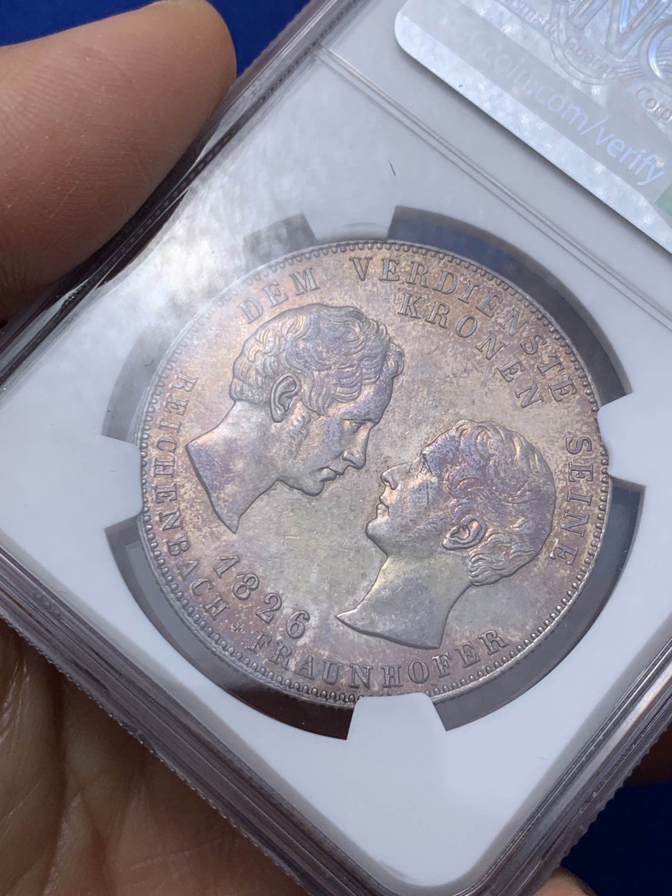 《竞宝斋》第235场-周日，周一，周二，周三 疯狂4连拍 (全场包邮) NGC AU 德国 1826 巴伐利亚 赖兴巴赫和弗劳恩霍夫 泰勒大银币底板光好带彩