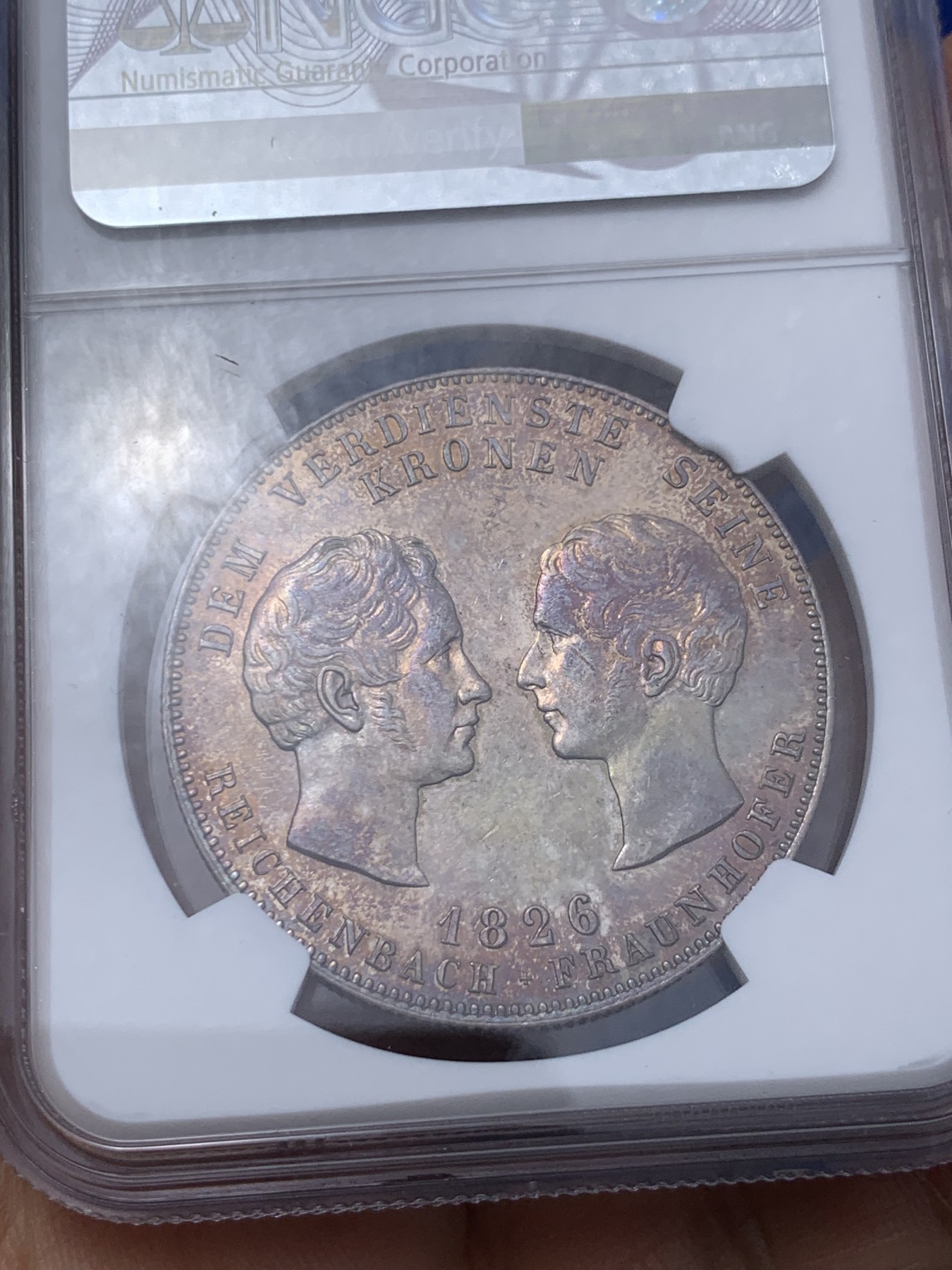 《竞宝斋》第235场-周日，周一，周二，周三 疯狂4连拍 (全场包邮) NGC AU 德国 1826 巴伐利亚 赖兴巴赫和弗劳恩霍夫 泰勒大银币底板光好带彩