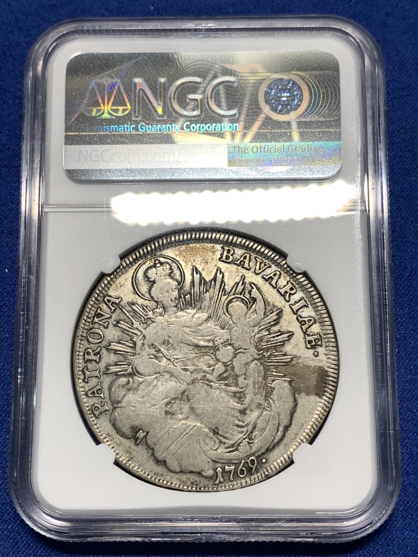 《竞宝斋》第235场-周日，周一，周二，周三 疯狂4连拍 (全场包邮) NGC-VF35，德国1769年巴伐利亚圣母抱婴泰勒银币，更高分只有6枚