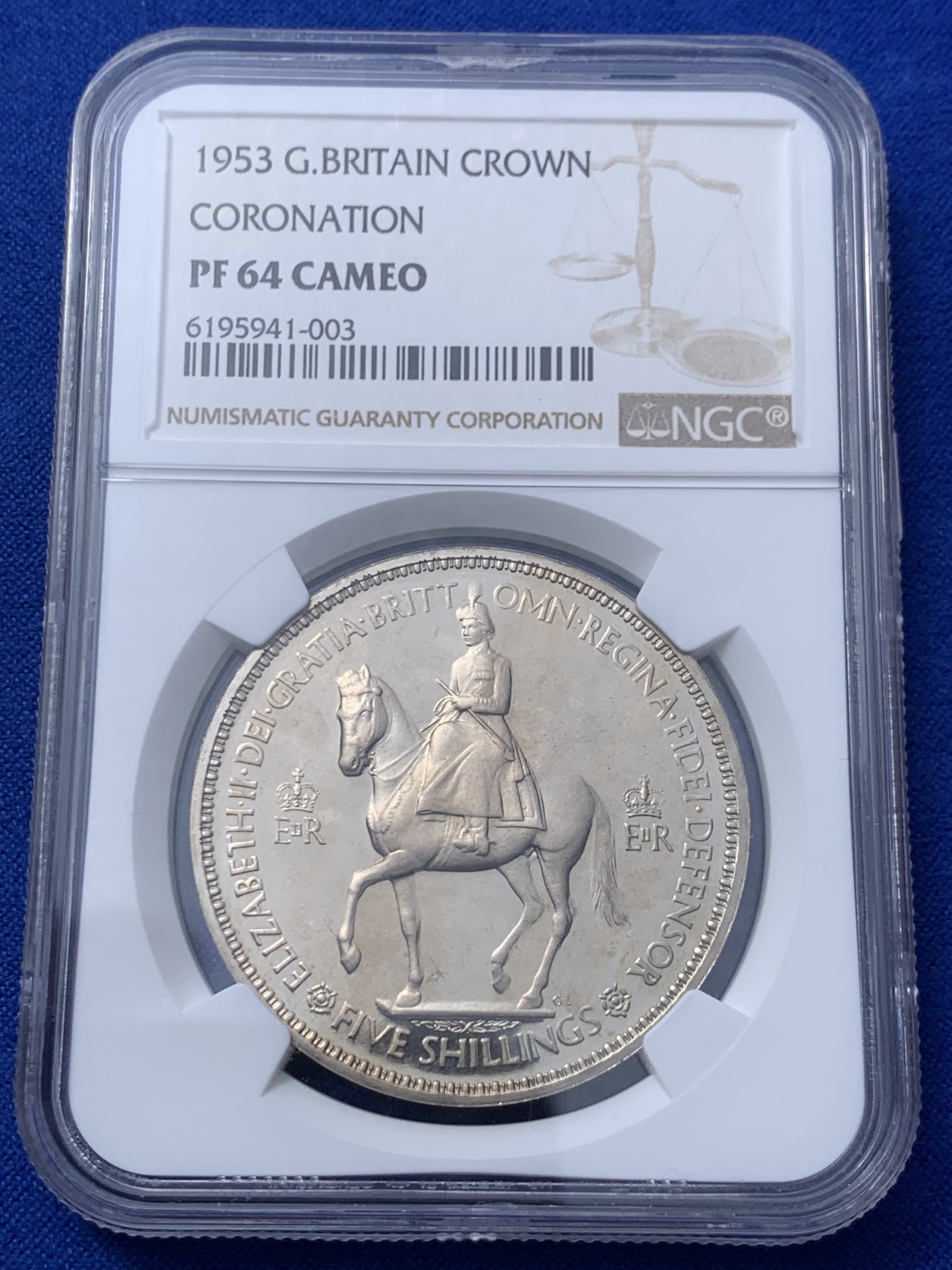 《竞宝斋》第235场-周日，周一，周二，周三 疯狂4连拍 (全场包邮) NGC PF64CAMEO 1953年英女王伊丽莎白加冕精制镍币