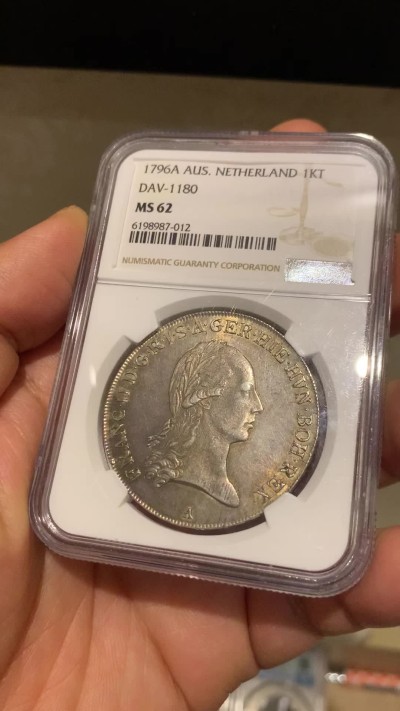 《竞宝斋》第235场-周日，周一，周二，周三 疯狂4连拍 (全场包邮) NGC MS62 神圣罗马帝国1796末代皇帝弗朗茨二世尼德兰大泰勒。A厂维也纳铸造，打制的非常好的一颗。包浆光泽一流，62分中的佼佼者。63的前几天美国拍了1.1w多人民币