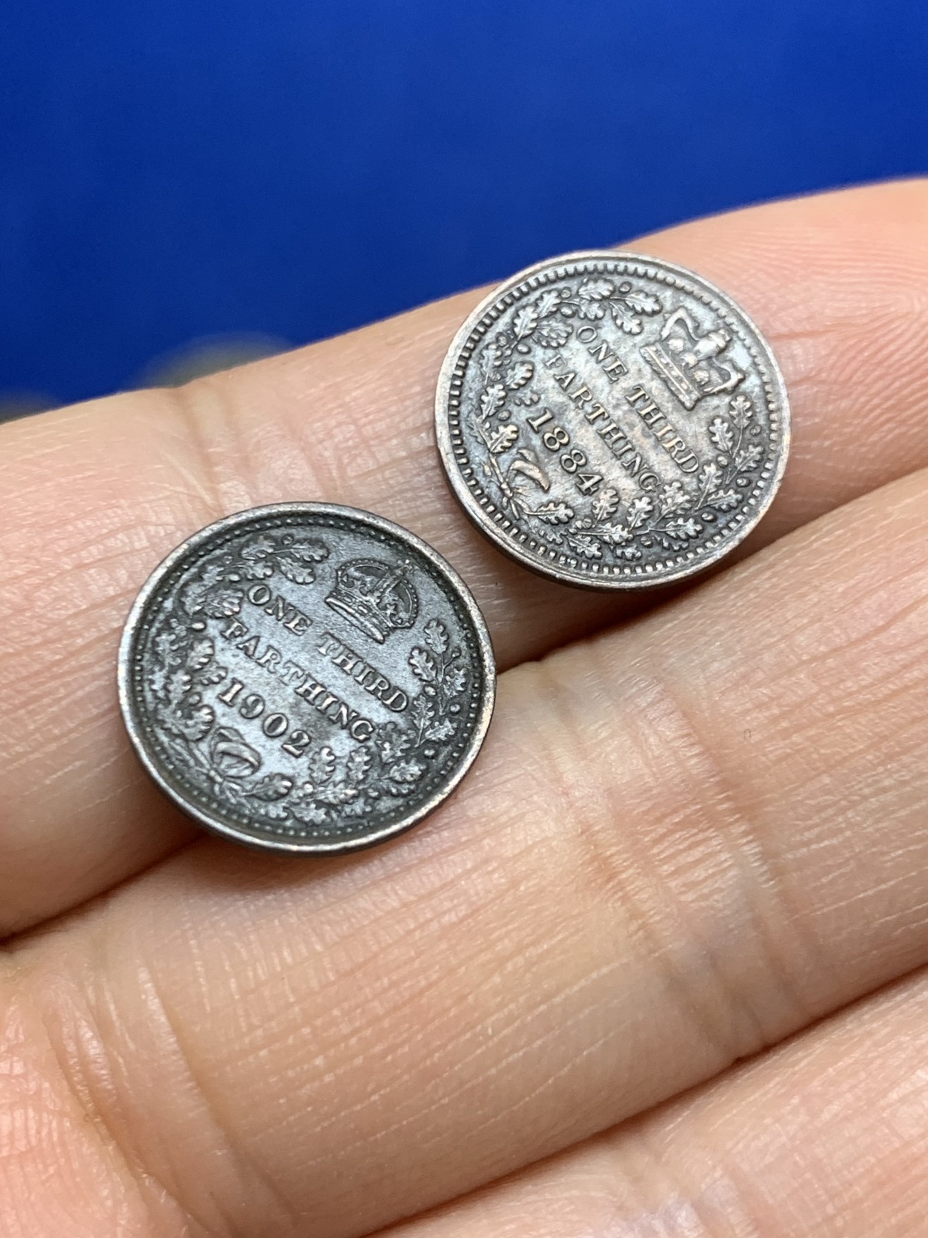 《竞宝斋》第235场-周日，周一，周二，周三 疯狂4连拍 (全场包邮) 两枚一组 1902年英国爱德华七世1/3法新+1884年英国维多利亚1/3法新