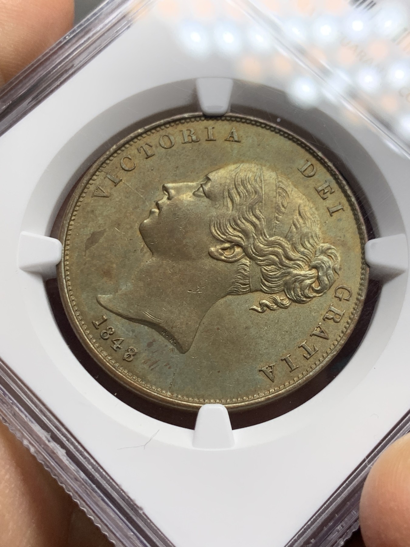 《竞宝斋》第235场-周日，周一，周二，周三 疯狂4连拍 (全场包邮) NGC-UNCD 英国1848/7年青年维多利亚1便士大铜币 少见骑字版（NGC没有标注骑字）