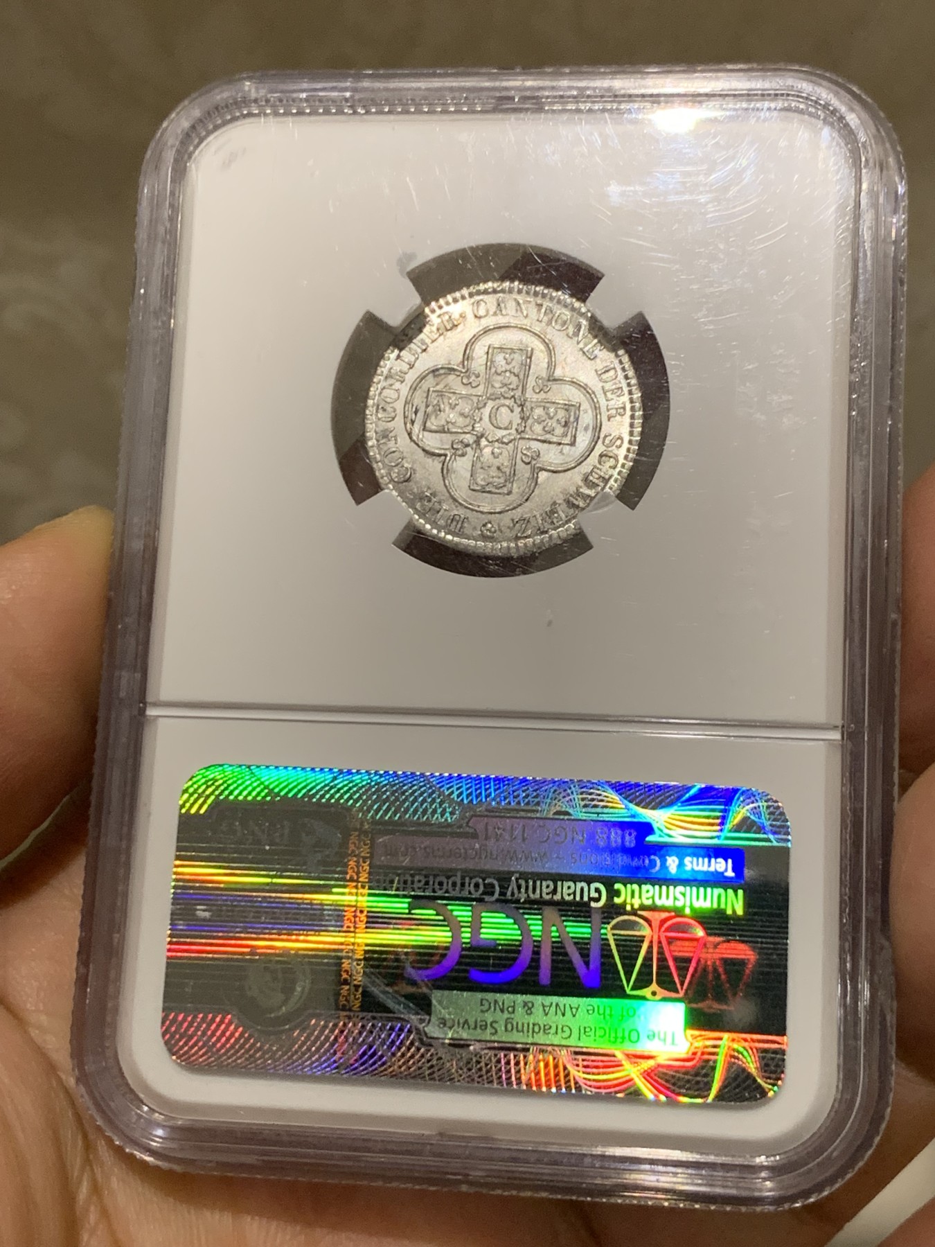 《竞宝斋》第235场-周日，周一，周二，周三 疯狂4连拍 (全场包邮) NGC-MS67 1826年瑞士伯尔尼2.5巴增 顶级高分，历经近200年依然银光闪闪，正面伯尔尼盾徽的小熊很可爱