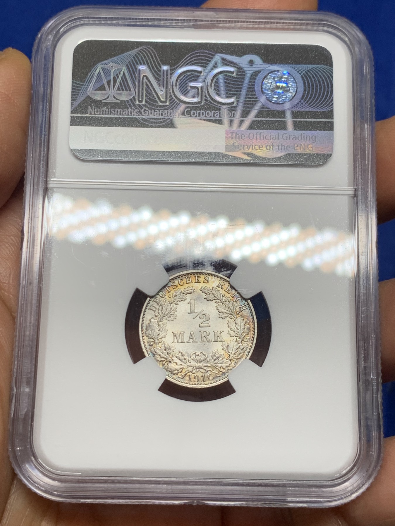 《竞宝斋》第235场-周日，周一，周二，周三 疯狂4连拍 (全场包邮) NGC MS66 德国1916年长翅1/2马克 高分彩光