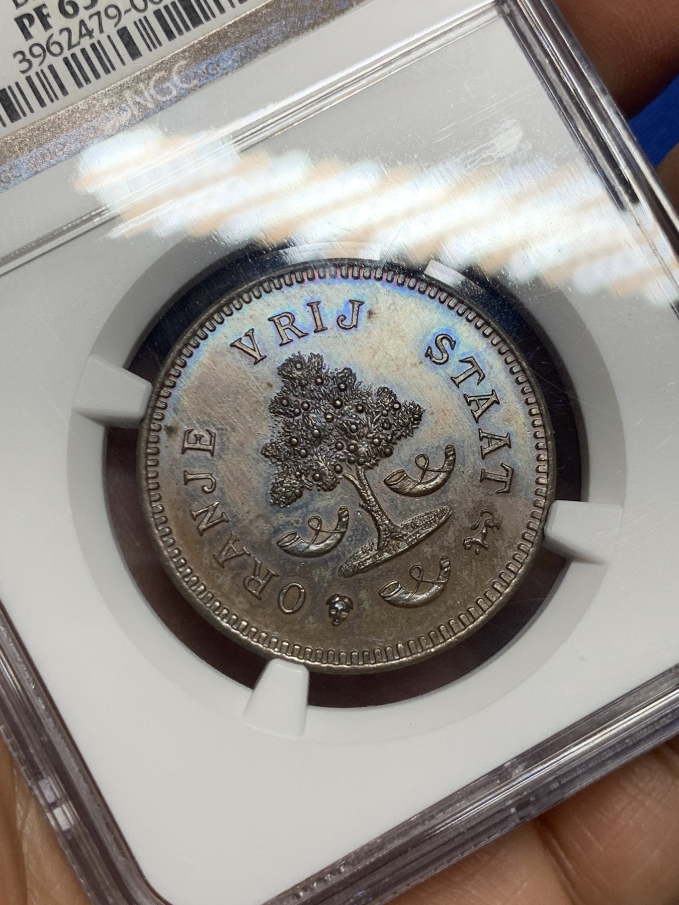 《竞宝斋》第235场-周日，周一，周二，周三 疯狂4连拍 (全场包邮) NGC PF63 南非 1874 奥兰治自由邦 稀少品种 自由数高点无磨损 PF 底板难得状态