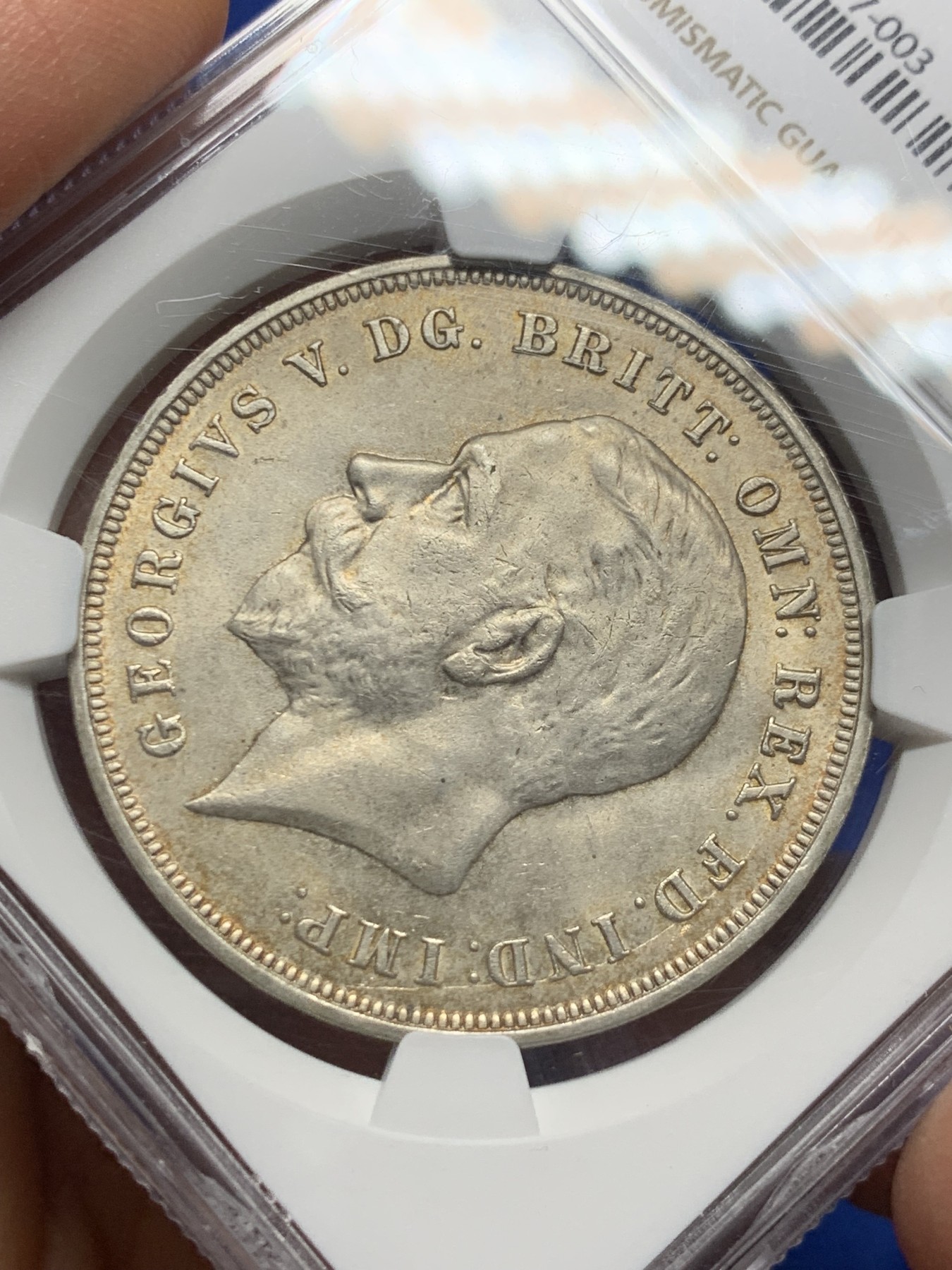 《竞宝斋》第235场-周日，周一，周二，周三 疯狂4连拍 (全场包邮) NGC MS63 英国 1935年 乔治五世木马剑1克朗银币 淡彩包浆 不错