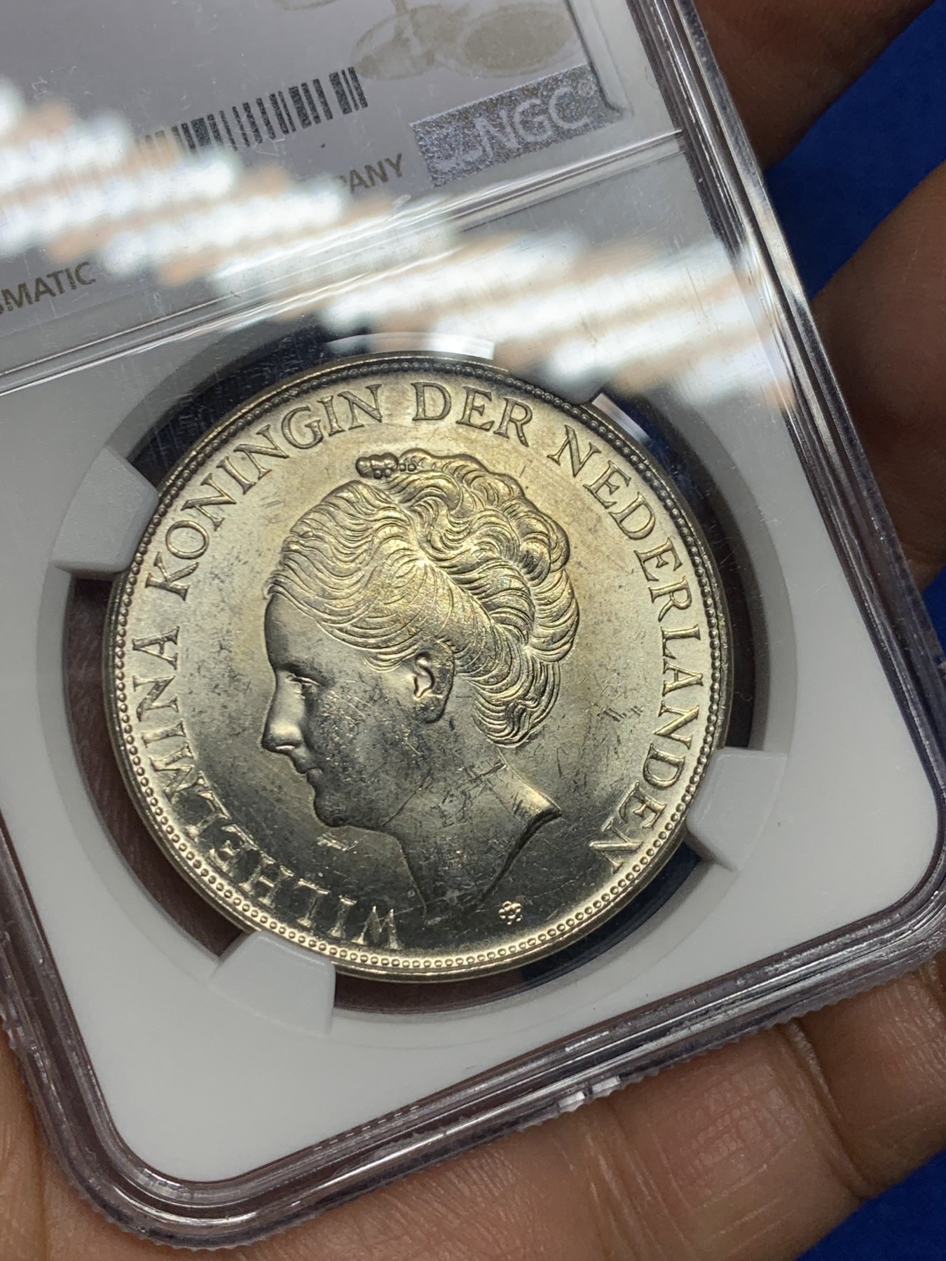 《竞宝斋》第235场-周日，周一，周二，周三 疯狂4连拍 (全场包邮) NGC MS62 原光荷属库拉索1944年威廉明娜2.5盾大银币