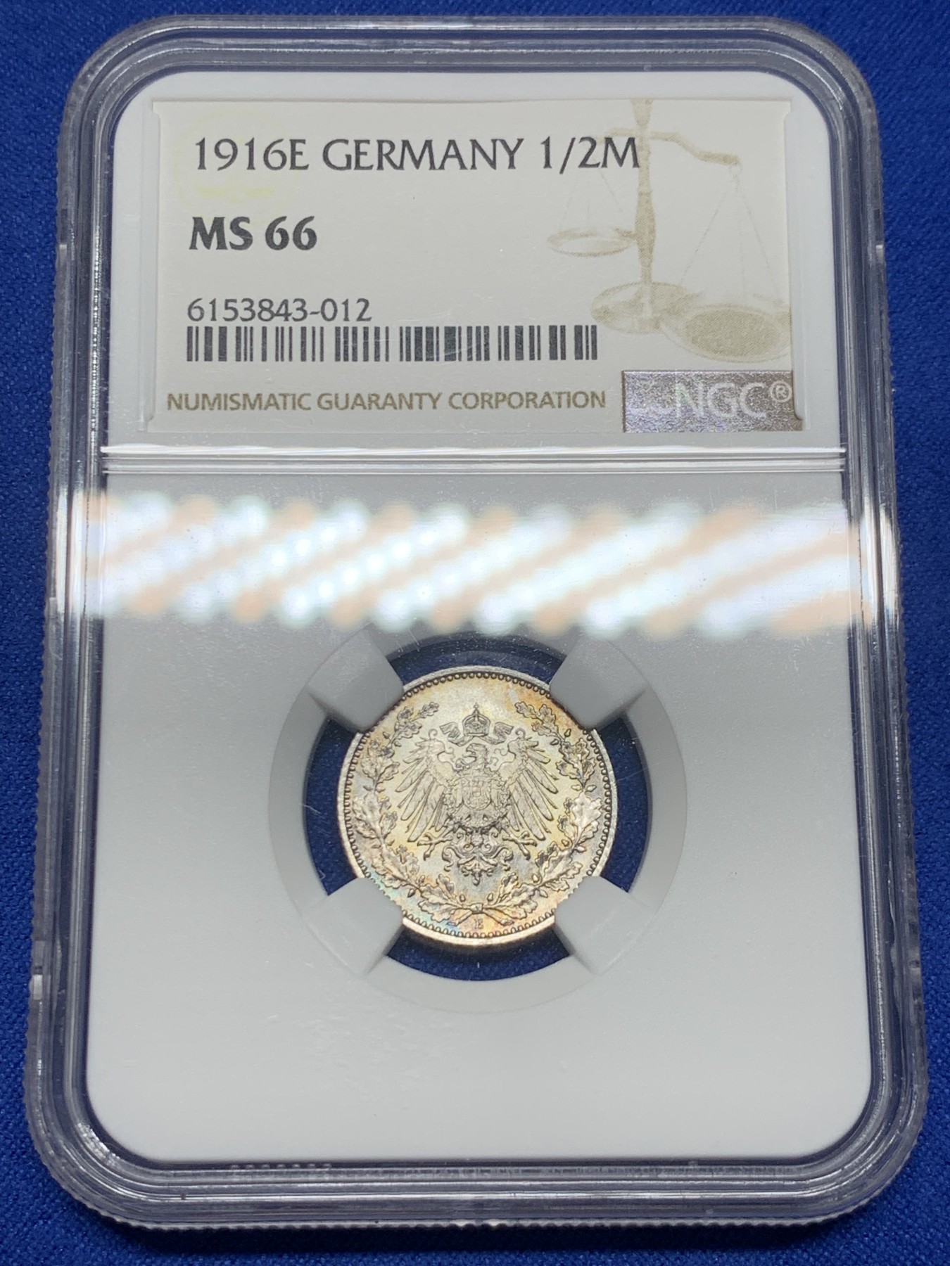 《竞宝斋》第235场-周日，周一，周二，周三 疯狂4连拍 (全场包邮) NGC MS66 德国1916年长翅1/2马克 高分彩光