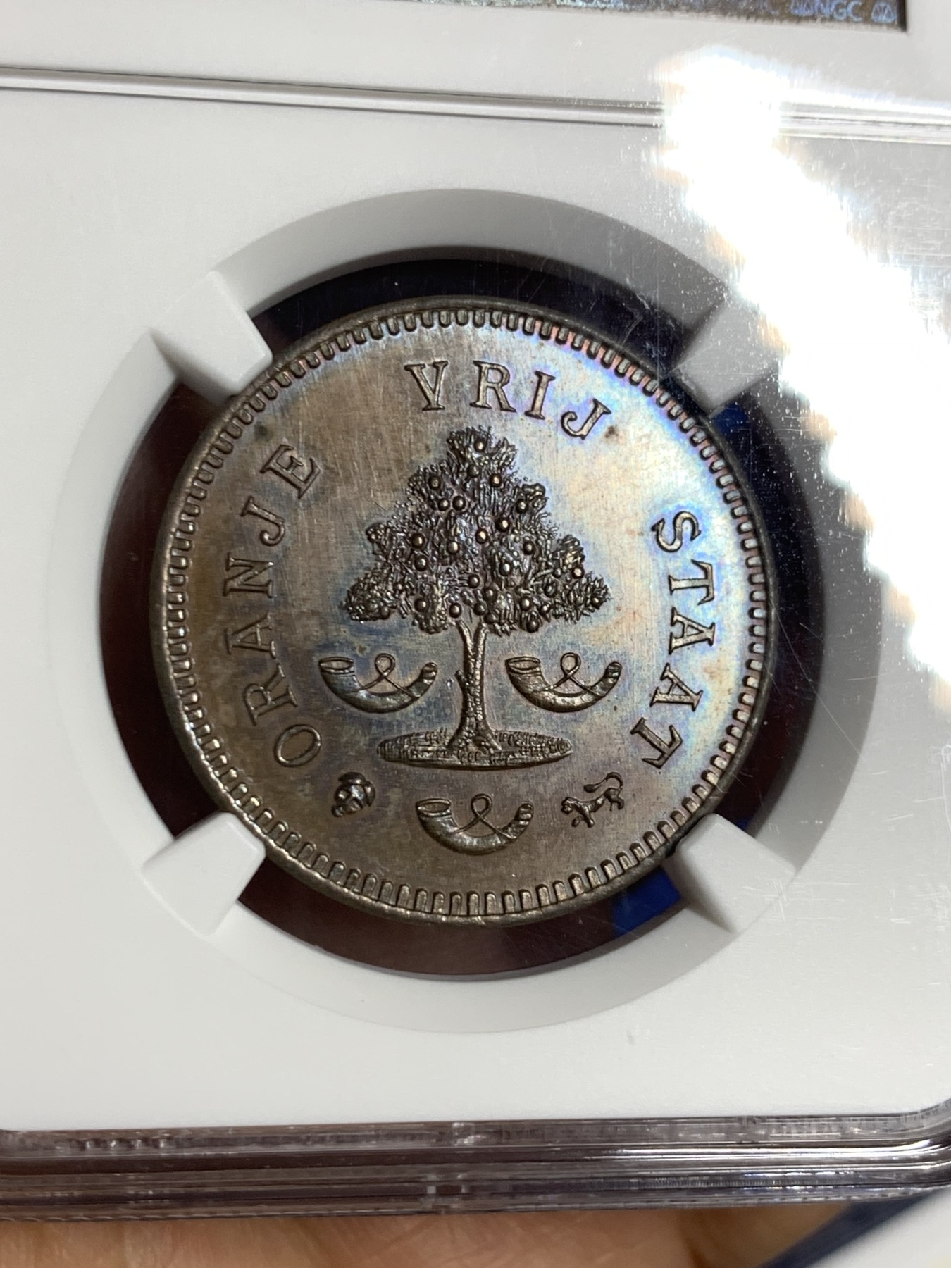 《竞宝斋》第235场-周日，周一，周二，周三 疯狂4连拍 (全场包邮) NGC PF63 南非 1874 奥兰治自由邦 稀少品种 自由数高点无磨损 PF 底板难得状态