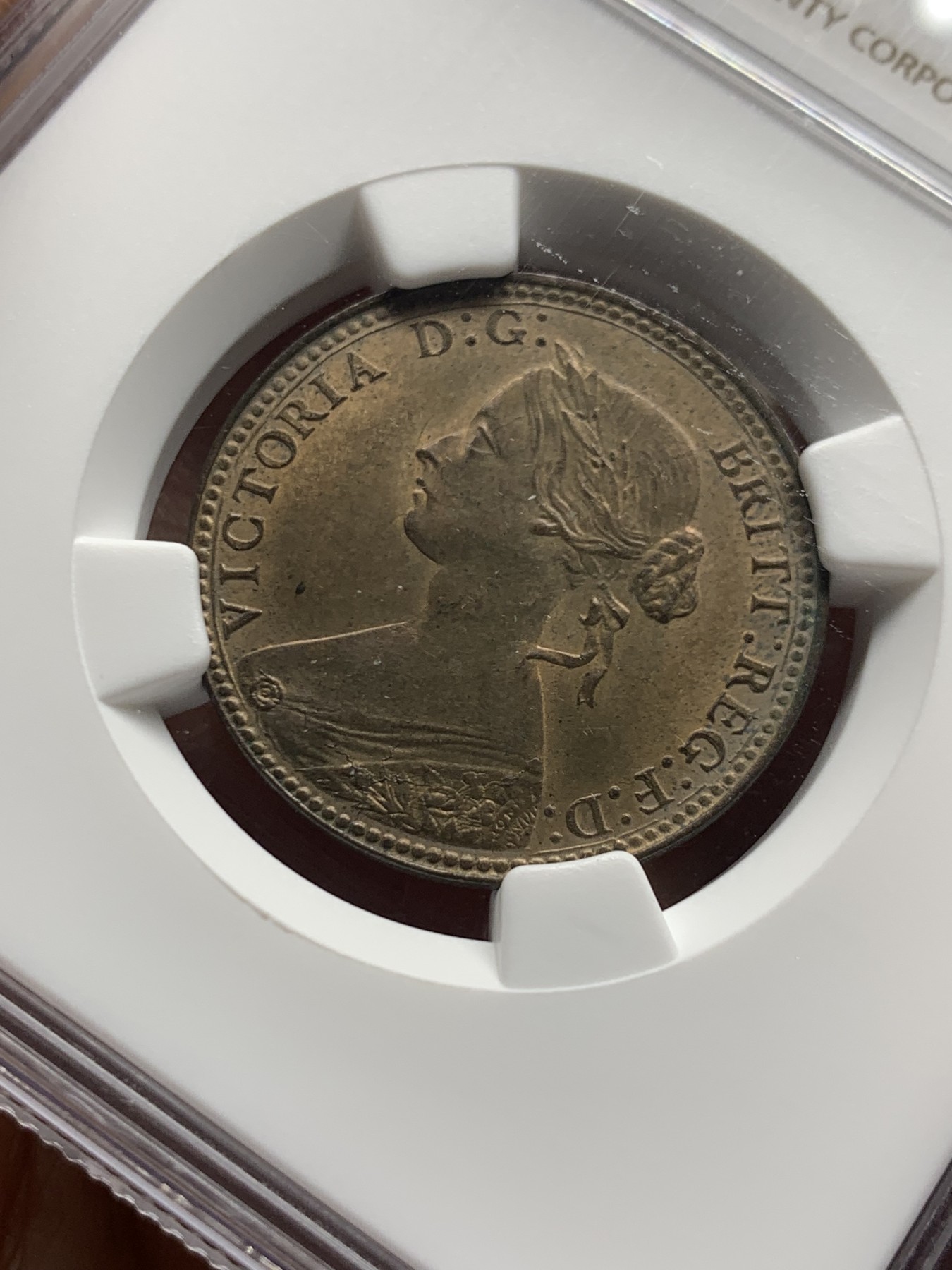 《竞宝斋》第235场-周日，周一，周二，周三 疯狂4连拍 (全场包邮) NGC MS63BN 英国1860年小维1/2便士铜币 好状态高分数