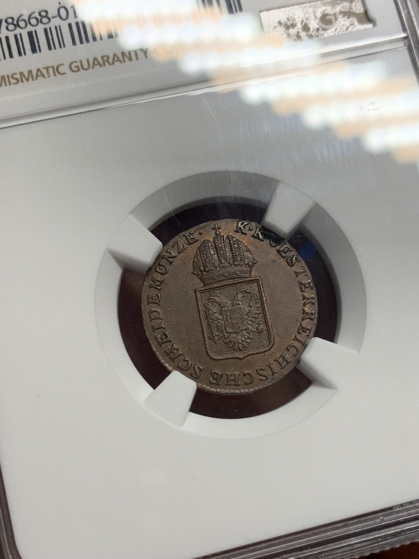 《竞宝斋》第235场-周日，周一，周二，周三 疯狂4连拍 (全场包邮) NGC-MS64BN 奥地利 1816年S版 1/4克鲁泽 少见面值 冠军分 难得BU+品质