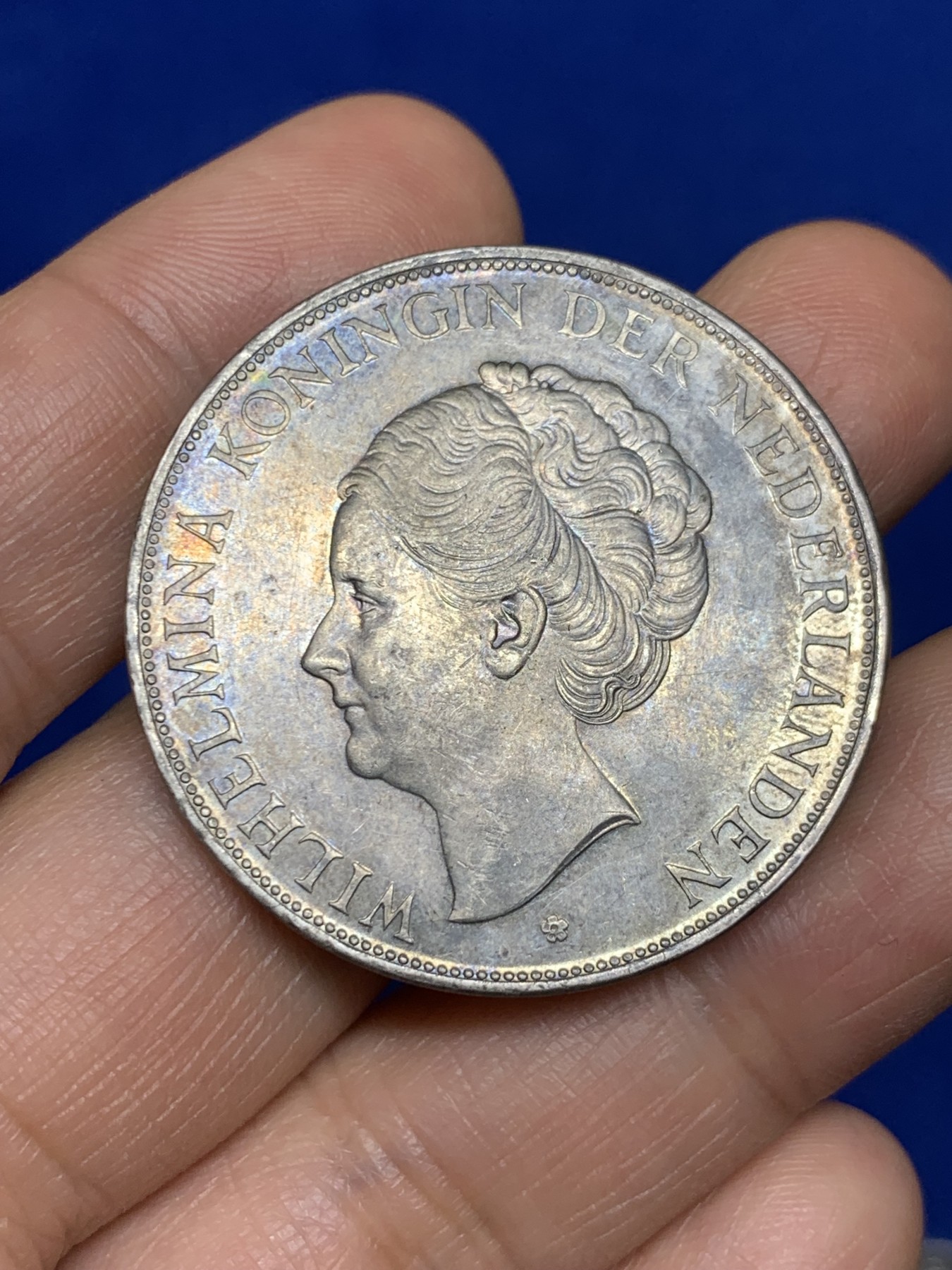 《竞宝斋》第235场-周日，周一，周二，周三 疯狂4连拍 (全场包邮) 荷兰1938年威廉明娜女王2.5盾大银币