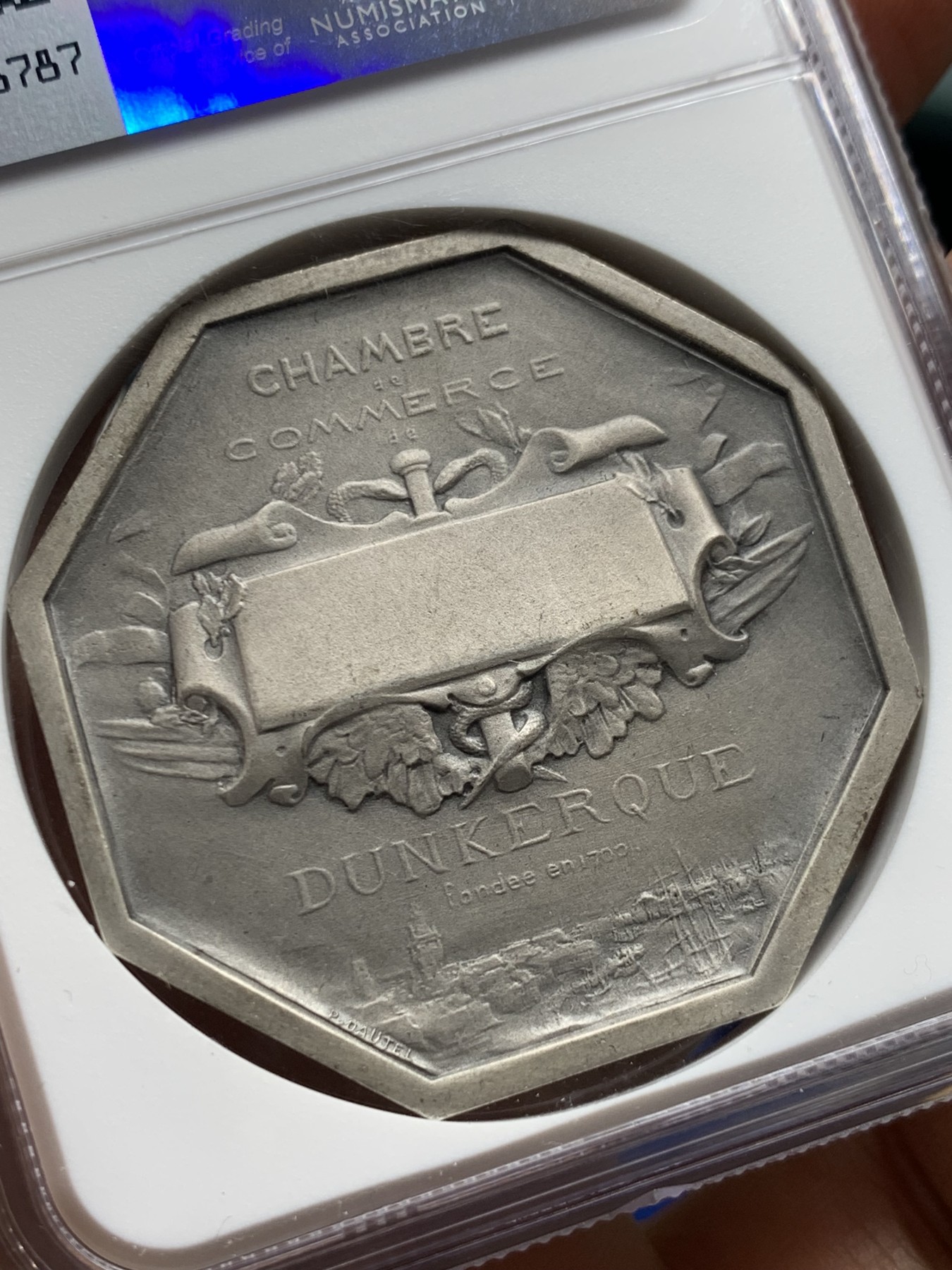 《竞宝斋》第237场- 周日，周一，周二，周日 疯狂4连拍 (全场包邮) NGC-MS63 法国八角银章，敦刻尔克商会，42mm大规格