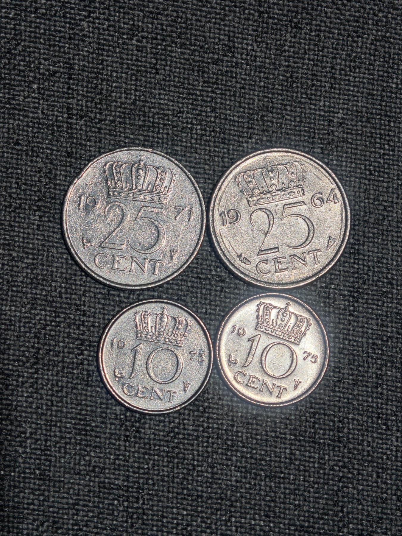 外国硬币收藏第8期 荷兰朱莉安娜女王25、10分4枚