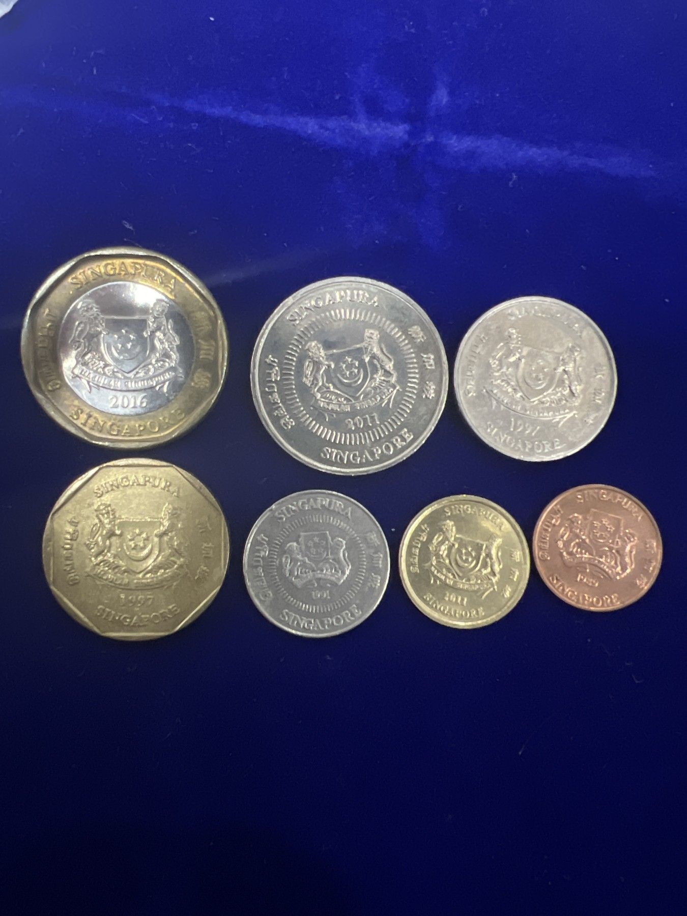 飞翔风筝第十场世界钱币 新加坡套币7枚套