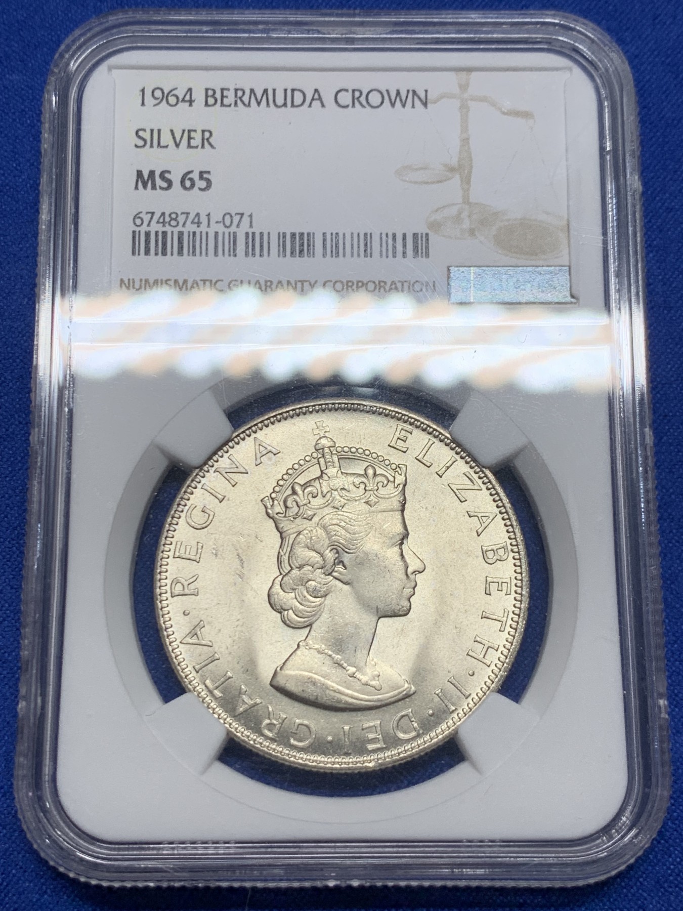 《竞宝斋》第235场-周日，周一，周二，周三 疯狂4连拍 (全场包邮) NGC-MS65 百慕大1964年伊丽莎白二世1克朗银币 上海严评 顶级高分