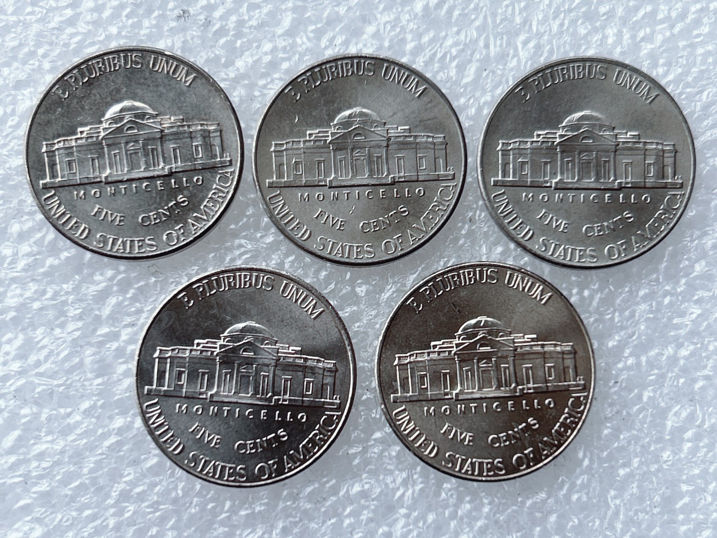 第一海外回流一元起拍收藏 散币场 第59期 美国5美分 总统杰斐逊纪念币 5枚