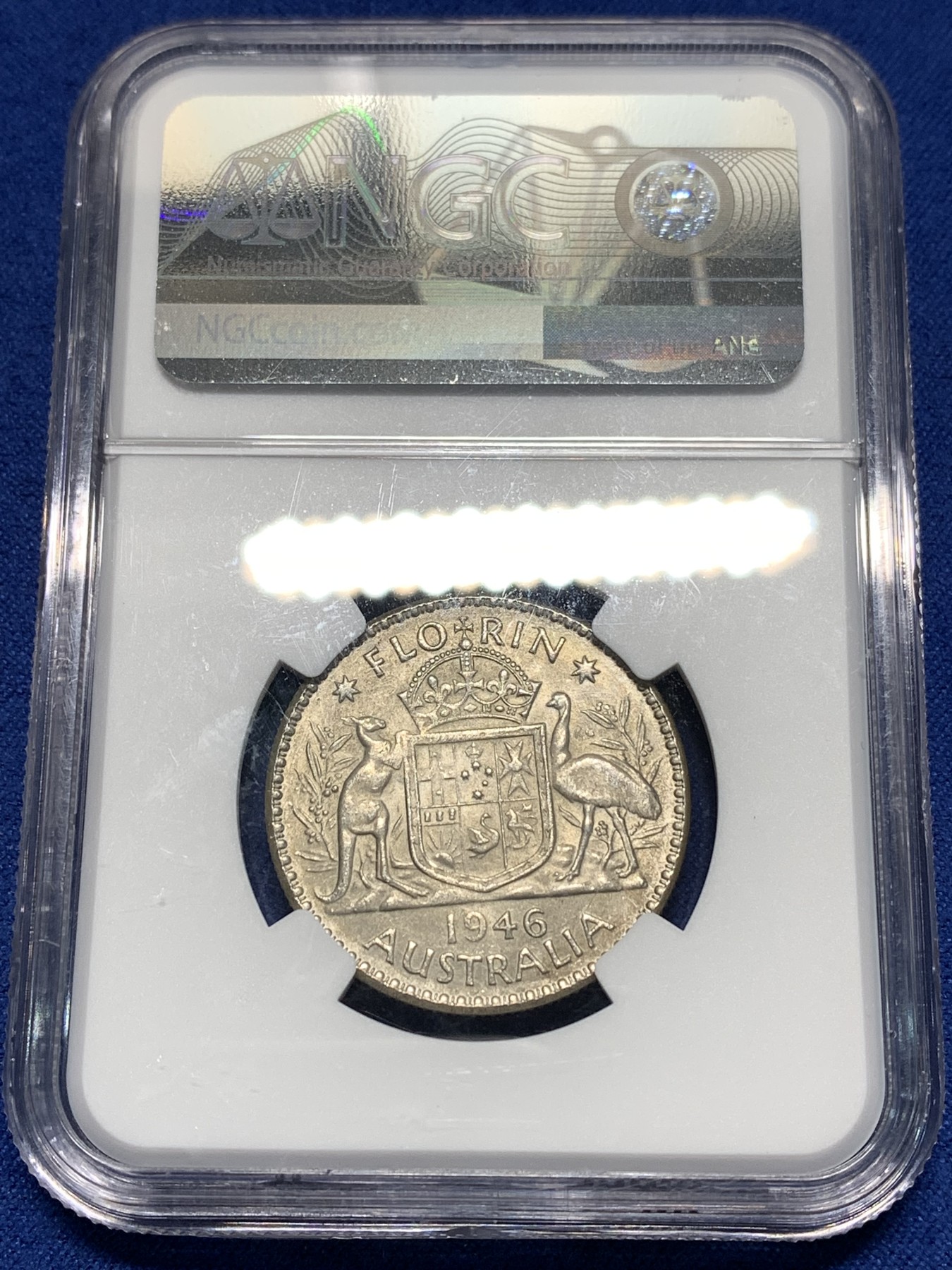 《竞宝斋》第235场-周日，周一，周二，周三 疯狂4连拍 (全场包邮) NGC  MS64   1946年英属澳大利亚2先令银币