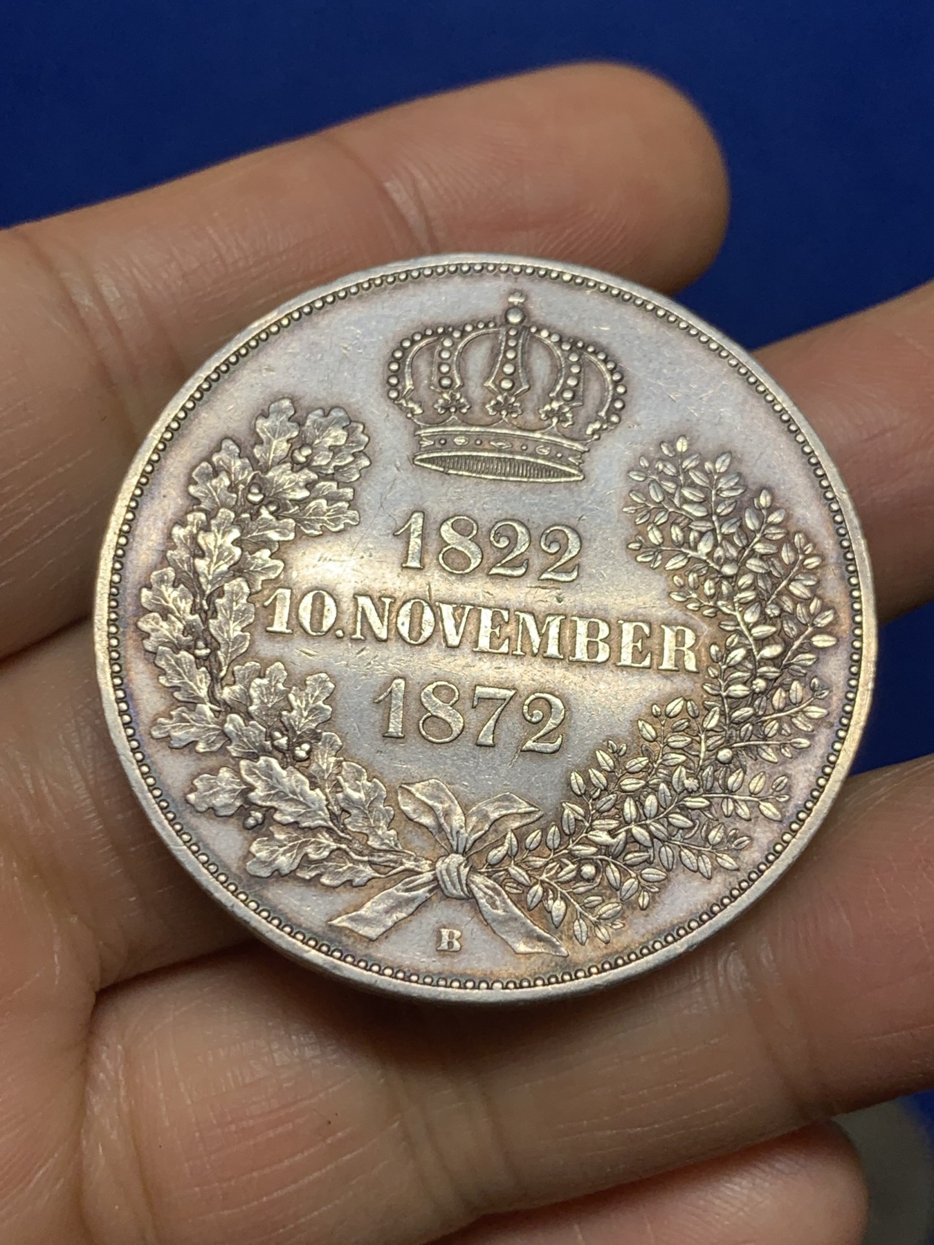 《竞宝斋》第235场-周日，周一，周二，周三 疯狂4连拍 (全场包邮) 德国1872萨克森金婚2泰勒银币 原味包浆细节好