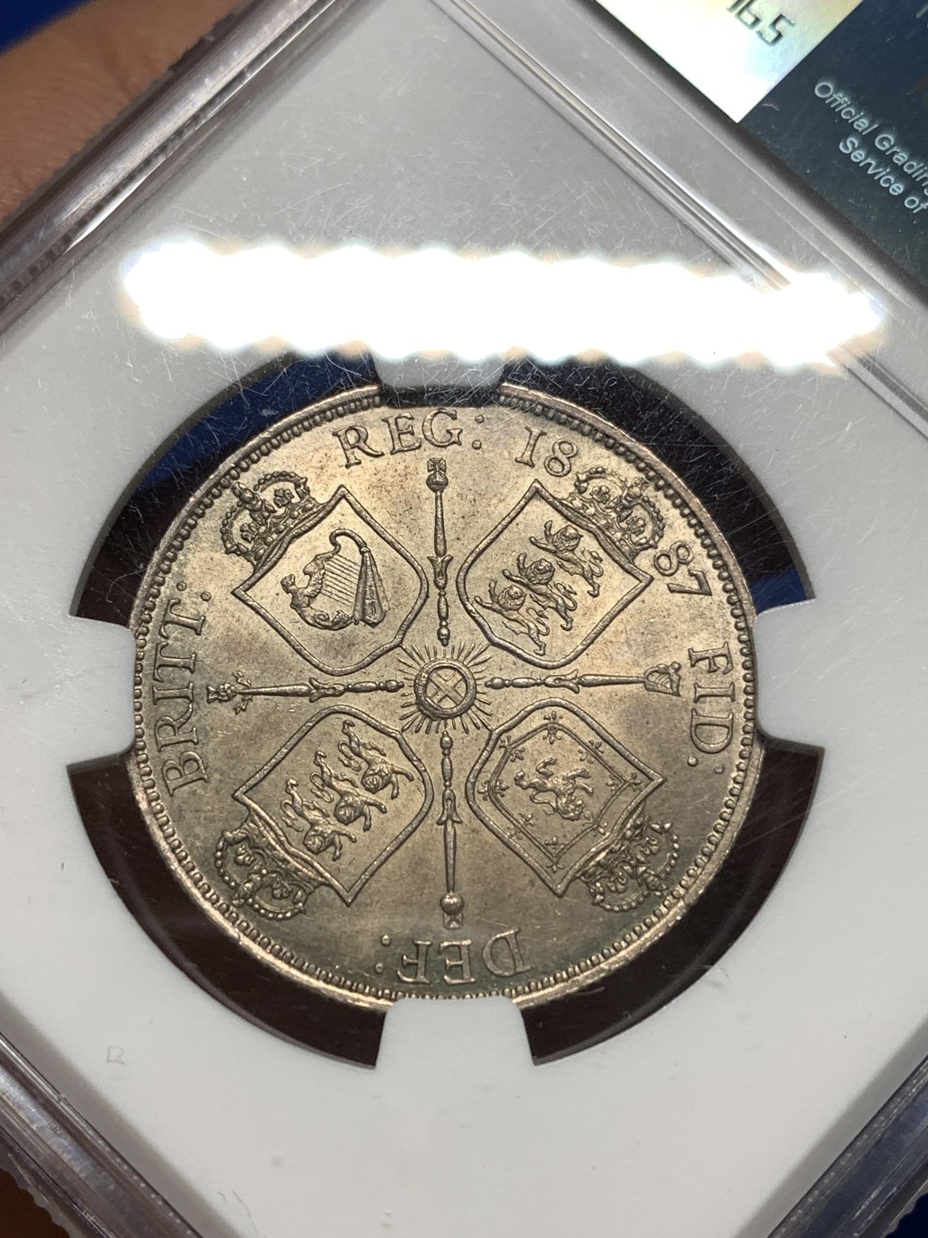 《竞宝斋》第235场-周日，周一，周二，周三 疯狂4连拍 (全场包邮) NGC UNC 英国1887维多利亚女王高冠一弗洛林 带原味 包浆 好品相 非常漂亮