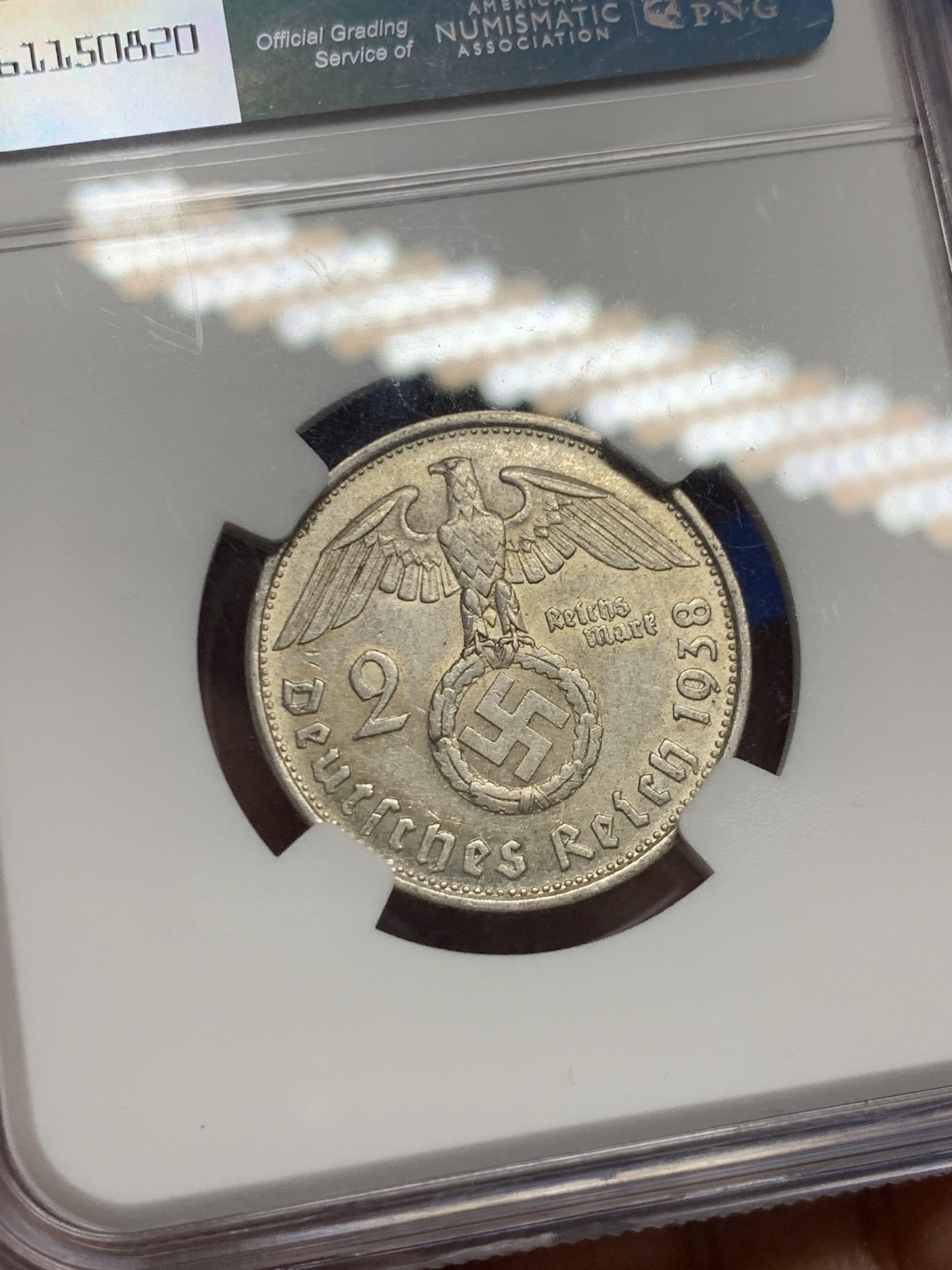 《竞宝斋》第235场-周日，周一，周二，周三 疯狂4连拍 (全场包邮) NGC AU58 德国1938年B厂兴登堡2马克银币