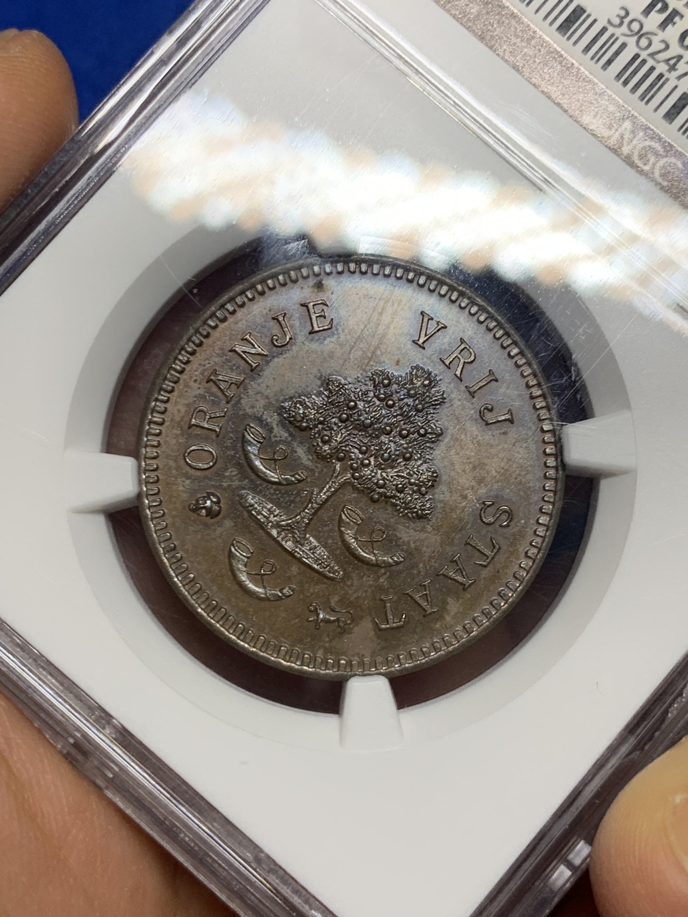 《竞宝斋》第235场-周日，周一，周二，周三 疯狂4连拍 (全场包邮) NGC PF63 南非 1874 奥兰治自由邦 稀少品种 自由数高点无磨损 PF 底板难得状态