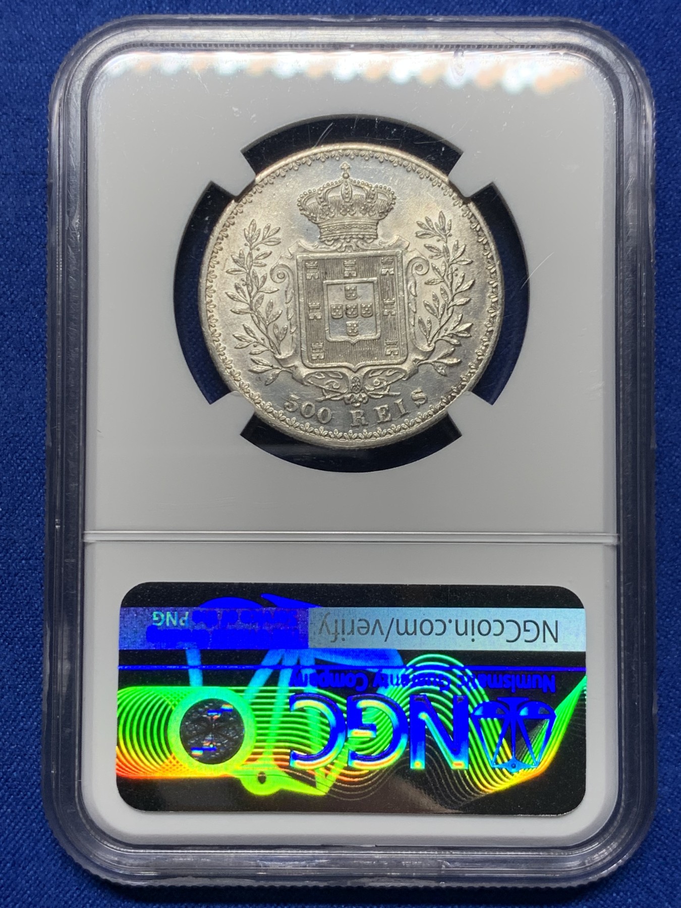 《竞宝斋》第235场-周日，周一，周二，周三 疯狂4连拍 (全场包邮) NGC MS62 葡萄牙1896年卡洛斯一世500瑞斯银币