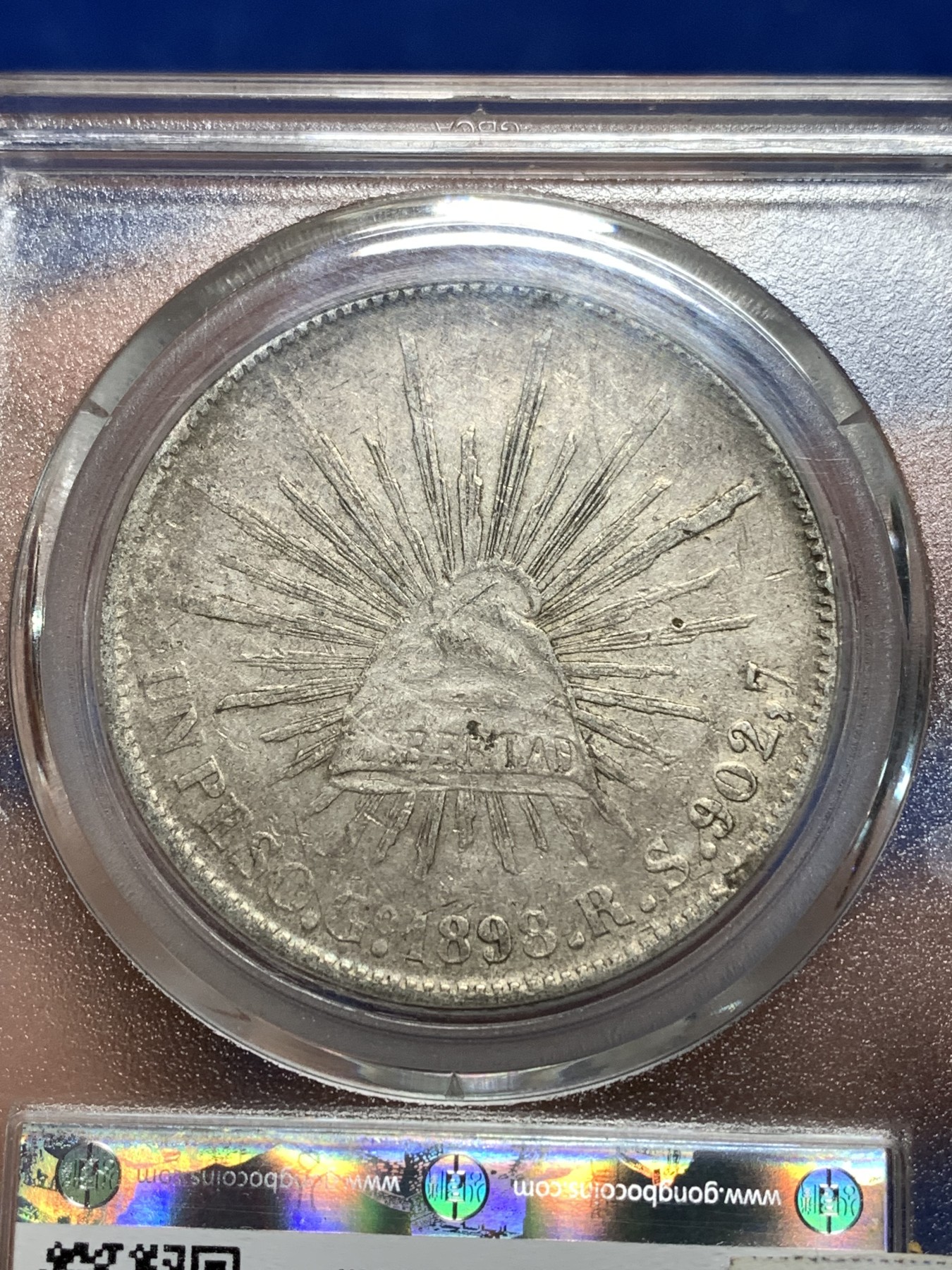 《竞宝斋》第235场-周日，周一，周二，周三 疯狂4连拍 (全场包邮) 公博-AU50 1898-GO RS墨西哥造鹰洋 1PESO