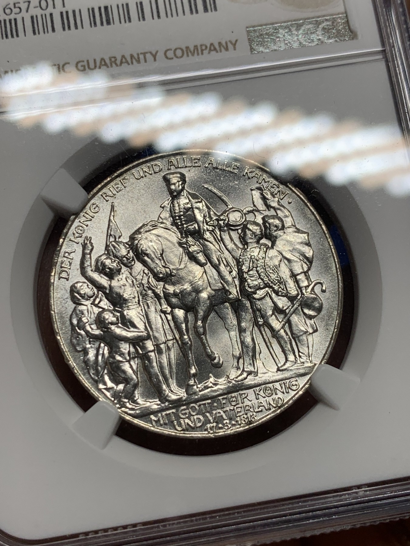 《竞宝斋》第235场-周日，周一，周二，周三 疯狂4连拍 (全场包邮) NGC-MS63 德国 普鲁士 1913年 普法战争胜利3马克银币