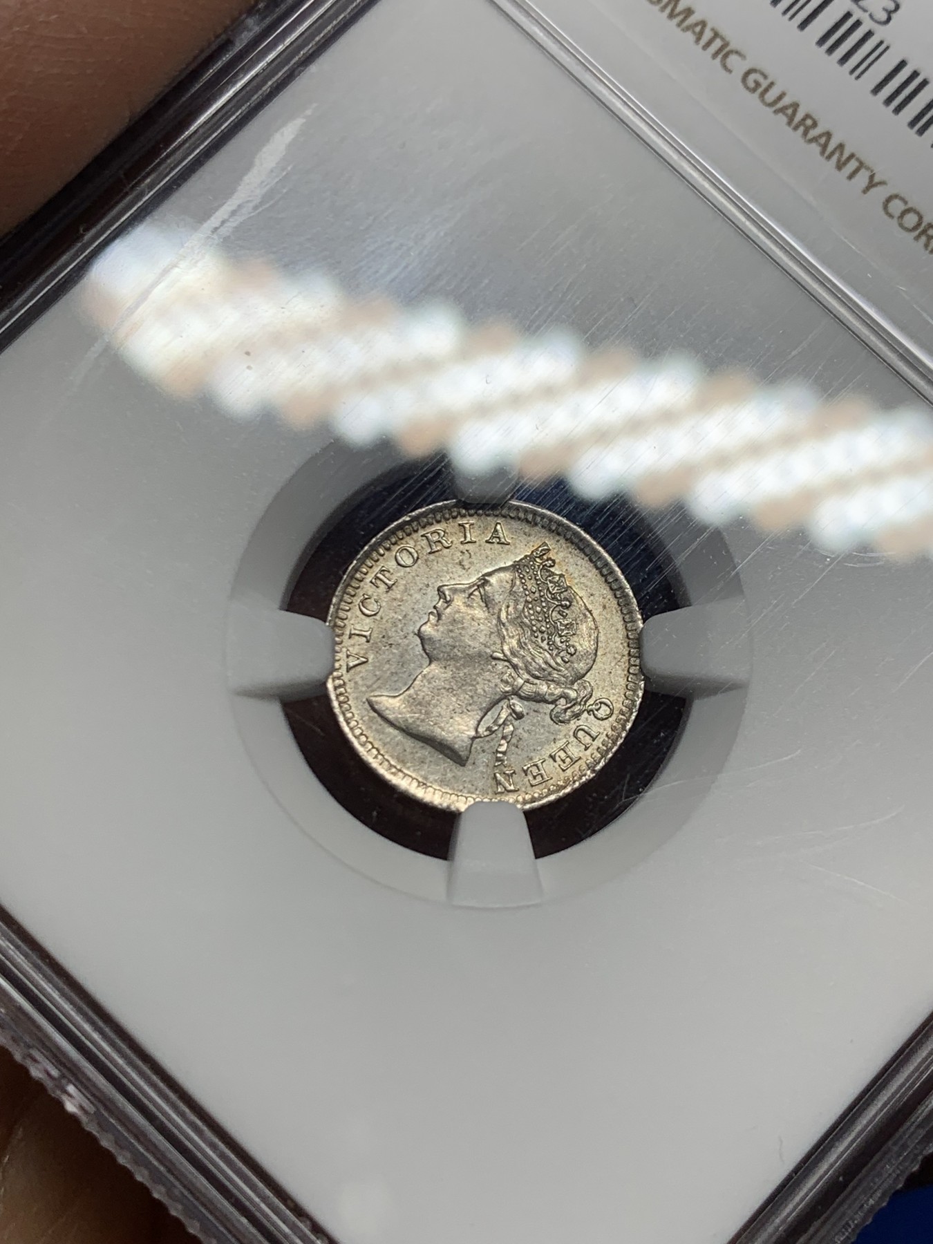 《竞宝斋》第235场-周日，周一，周二，周三 疯狂4连拍 (全场包邮) NGC-MS63 香港 1901年 5仙 银币 原光BU