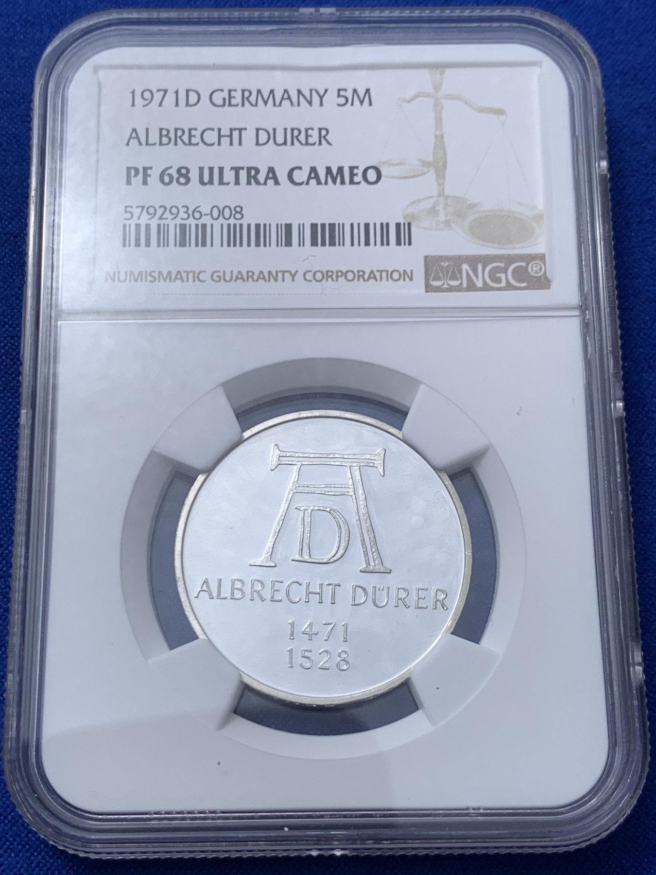 《竞宝斋》第235场-周日，周一，周二，周三 疯狂4连拍 (全场包邮) NGC PF68UC 德国1971年5马克银币