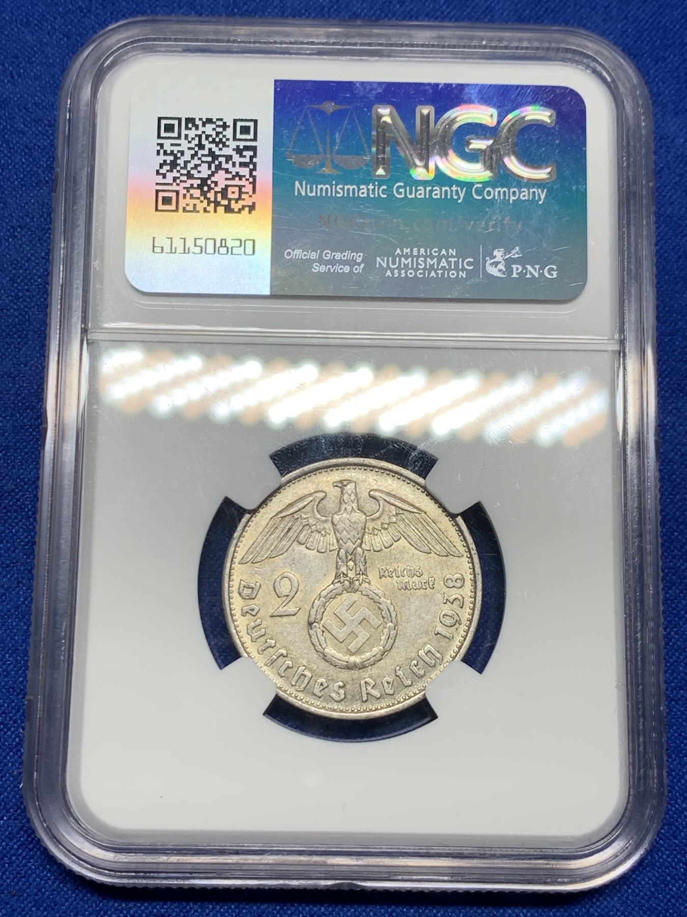 《竞宝斋》第235场-周日，周一，周二，周三 疯狂4连拍 (全场包邮) NGC AU58 德国1938年B厂兴登堡2马克银币