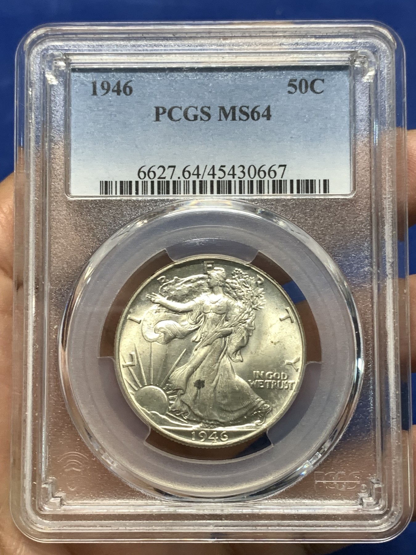 《竞宝斋》第235场-周日，周一，周二，周三 疯狂4连拍 (全场包邮) PCGS MS64 美国1946年行走女神半美元银币