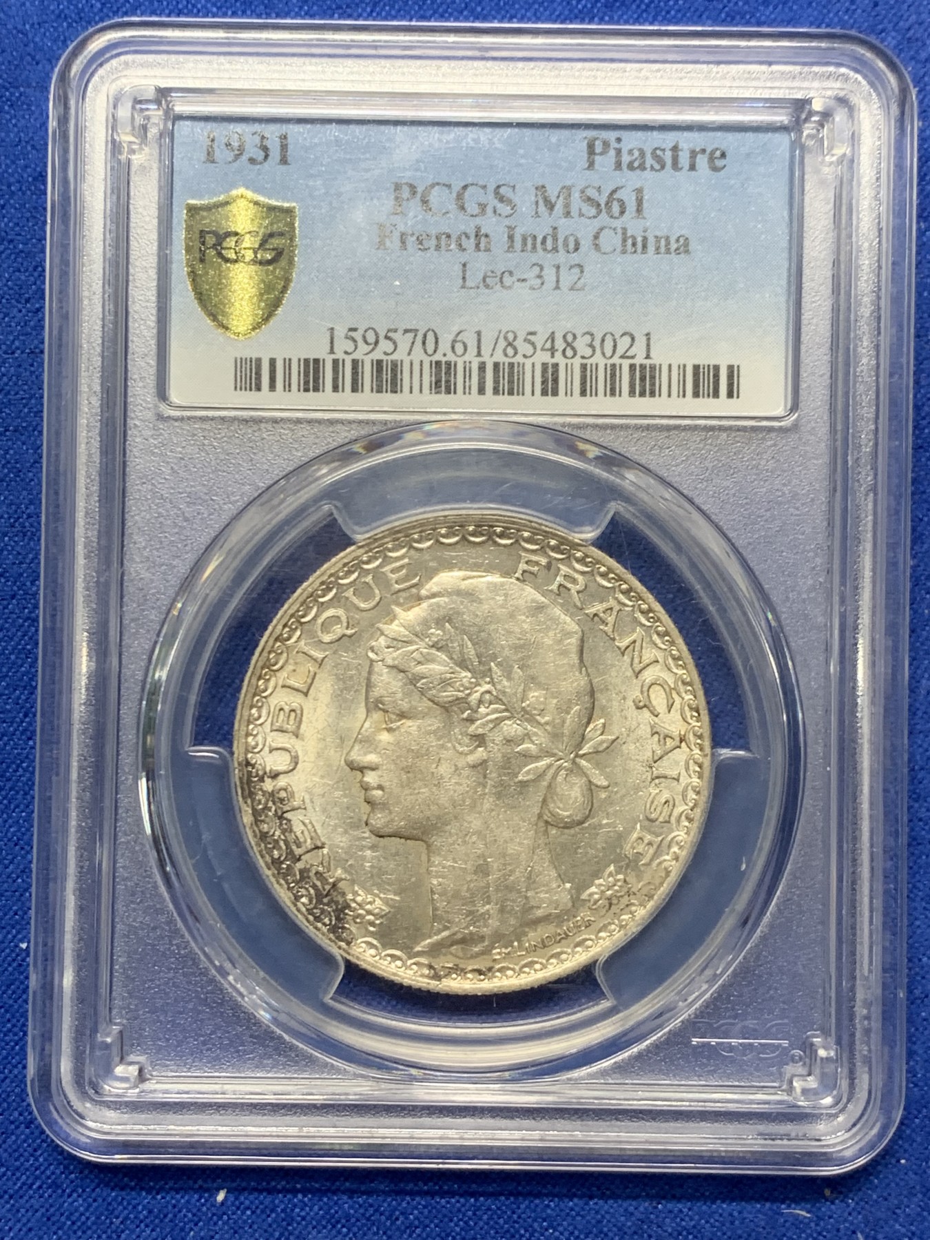《竞宝斋》第235场-周日，周一，周二，周三 疯狂4连拍 (全场包邮) PCGS-MS61 法属印支 1931年皮阿斯特